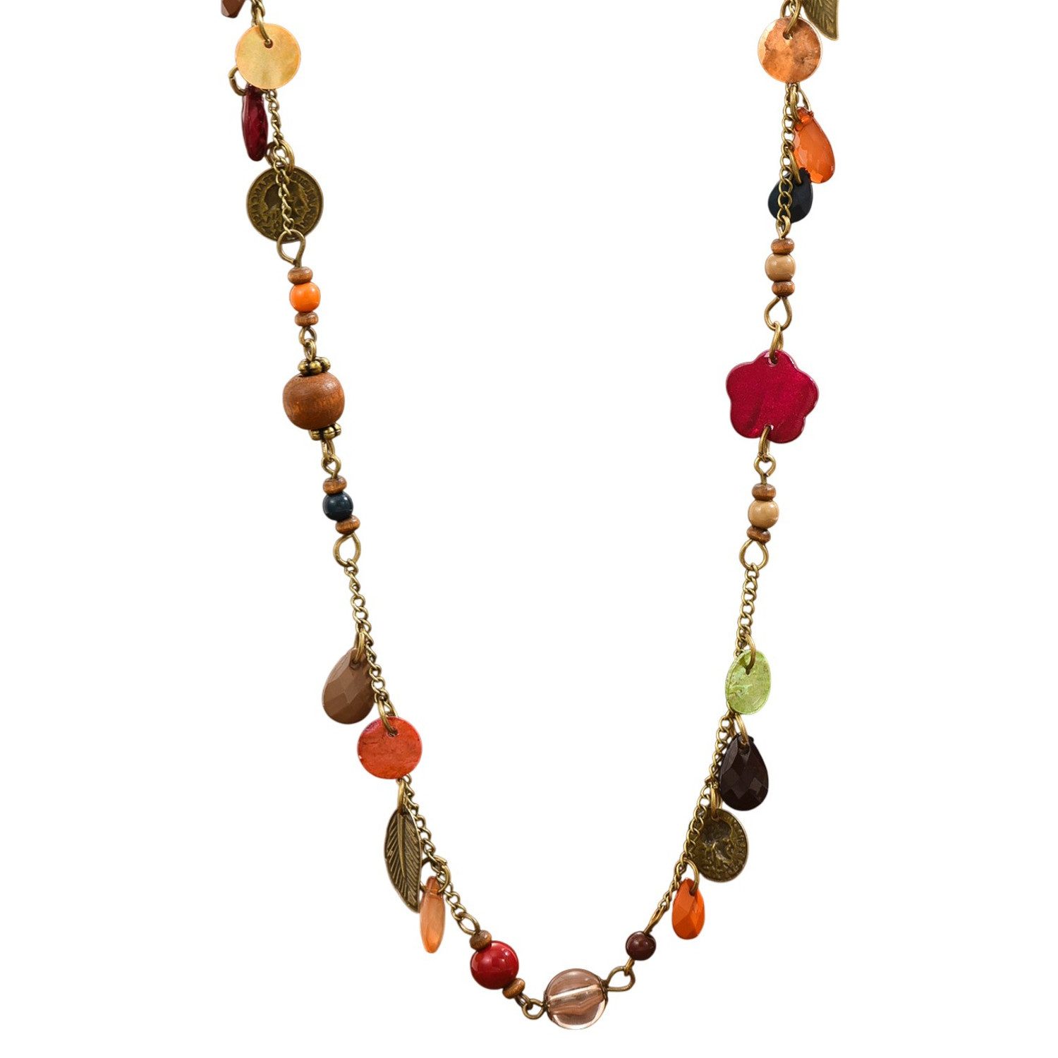 KARMA Lange Kette bunt 110 cm Damen Glas Metall (mehrfarbig, 1-tlg., modern Geschenk für Frauen), Halskette Pulloverkette Damenhalskette