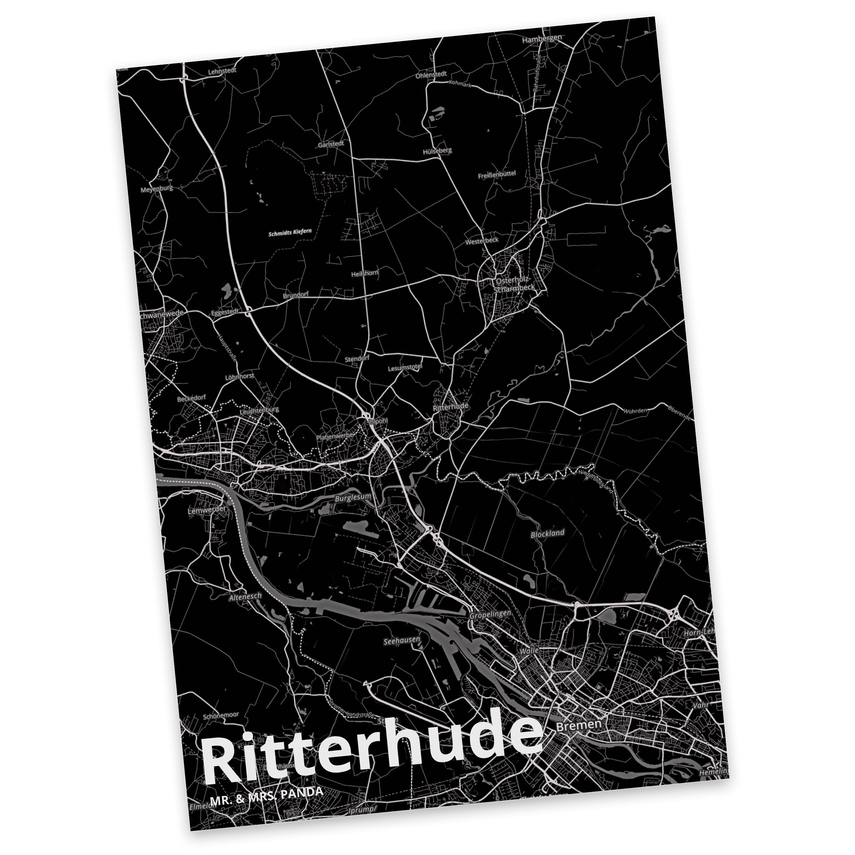 Mr. & Mrs. Panda Postkarte Ritterhude - Geschenk, Ansichtskarte, Stadt Dorf Karte Landkarte Map