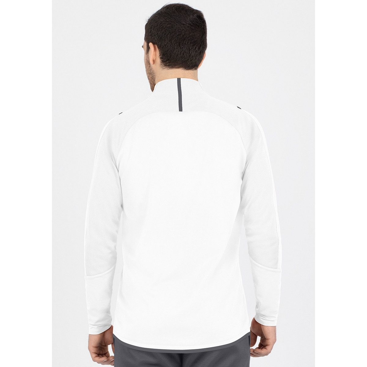 Jako Langarmshirt Ziptop Challenge - Fleece-Innenseite, Zip-Reissverschluss - weiss