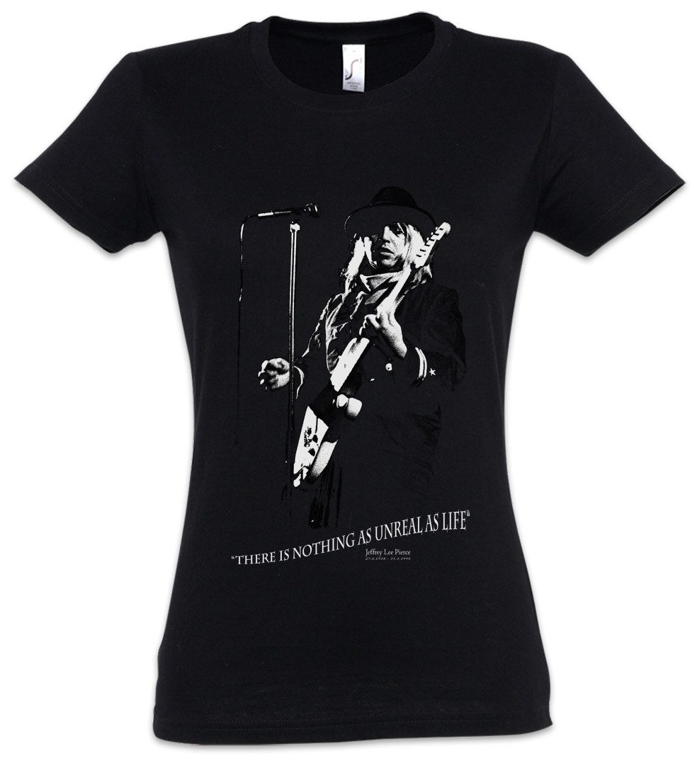 Urban Backwoods Print-Shirt Jeffrey Lee Pierce Retro Damen T-Shirt The Memorial Gun Classic Club (1-tlg) Rock Miami Album Musik