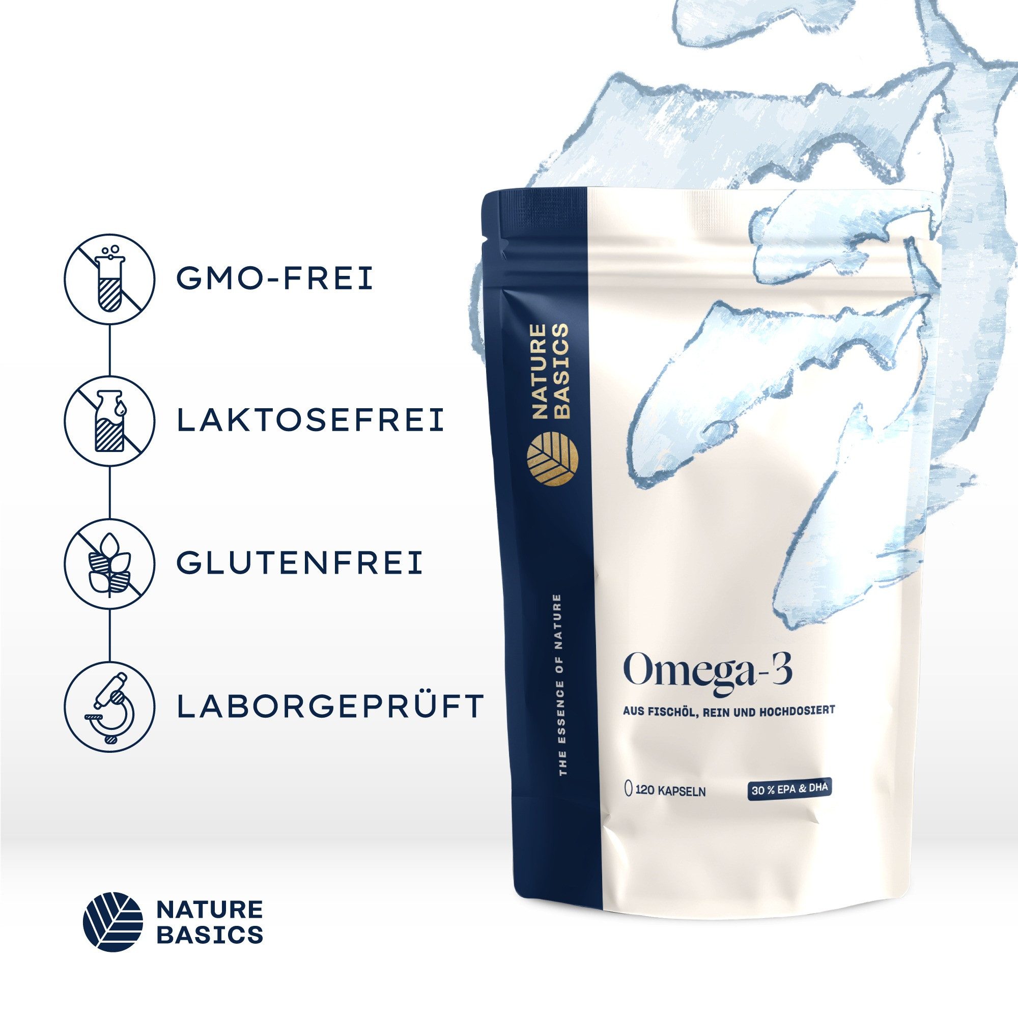 Nature Basics Hochwertiges Omega 3 Fischöl 2000mg Kapseln, 120 er 120 St., 120 g