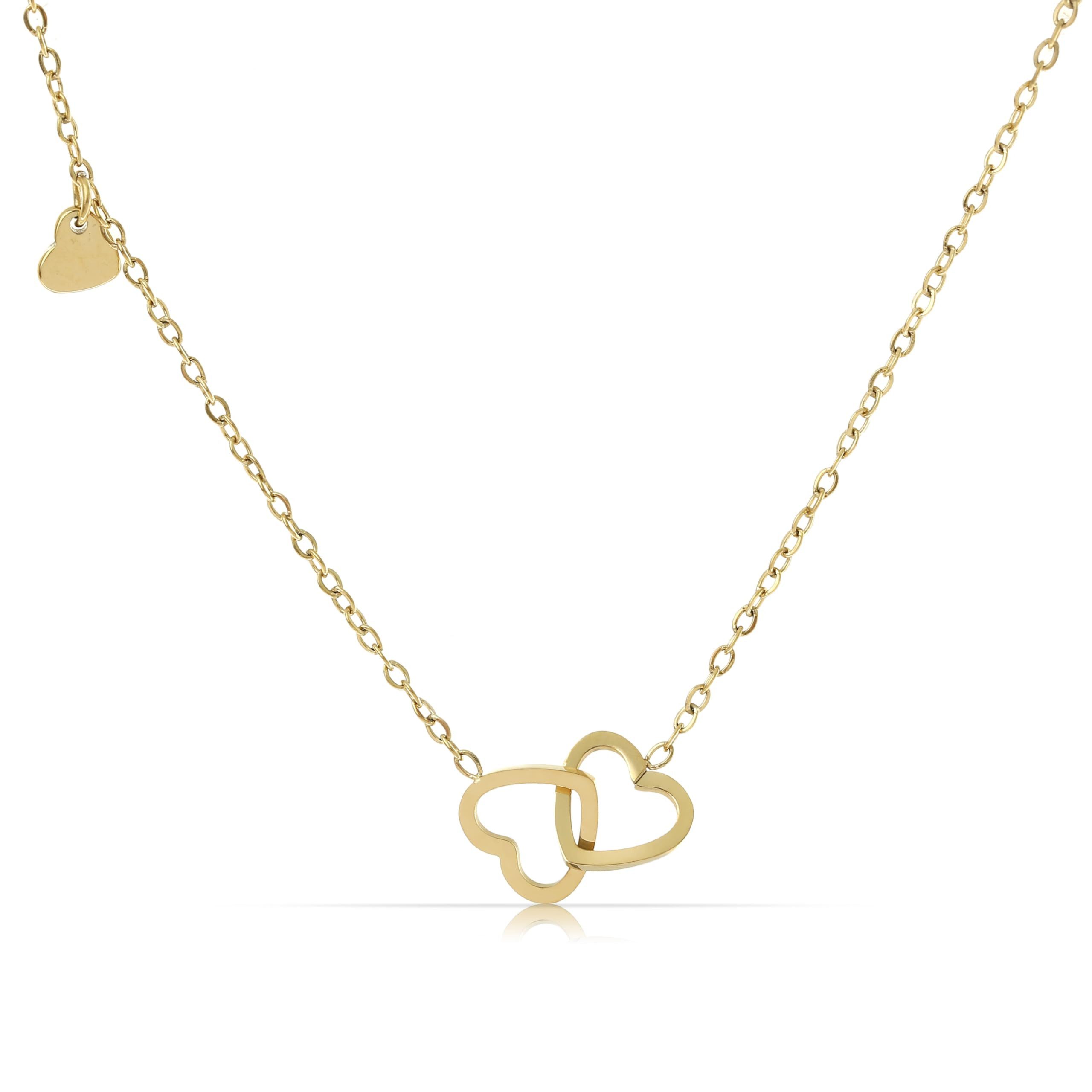 Made by Nami Herzkette Gold mit verwundenen Herzen für Damen in Gold aus Ch günstig online kaufen