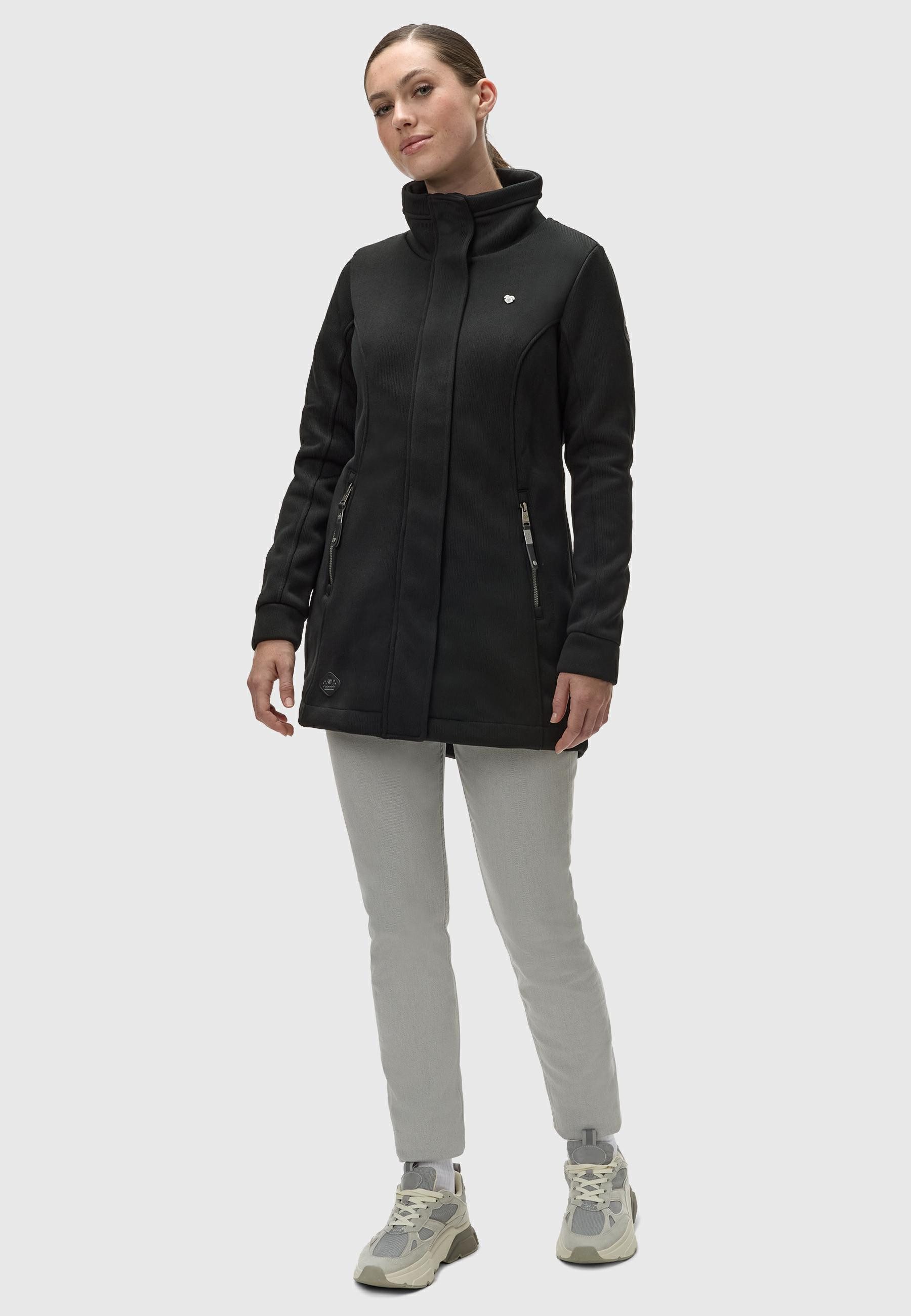 Ragwear Sweatjacke Letrice Bonded Elegante Zip-Jacke mit hohem Kragen in Feinstrickoptik