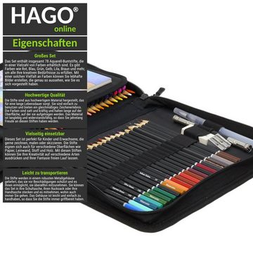 HAGO Malpalette 78 Teilig Aquarellfarbstifte Farbstiftset Malstifte Buntstift Künstler