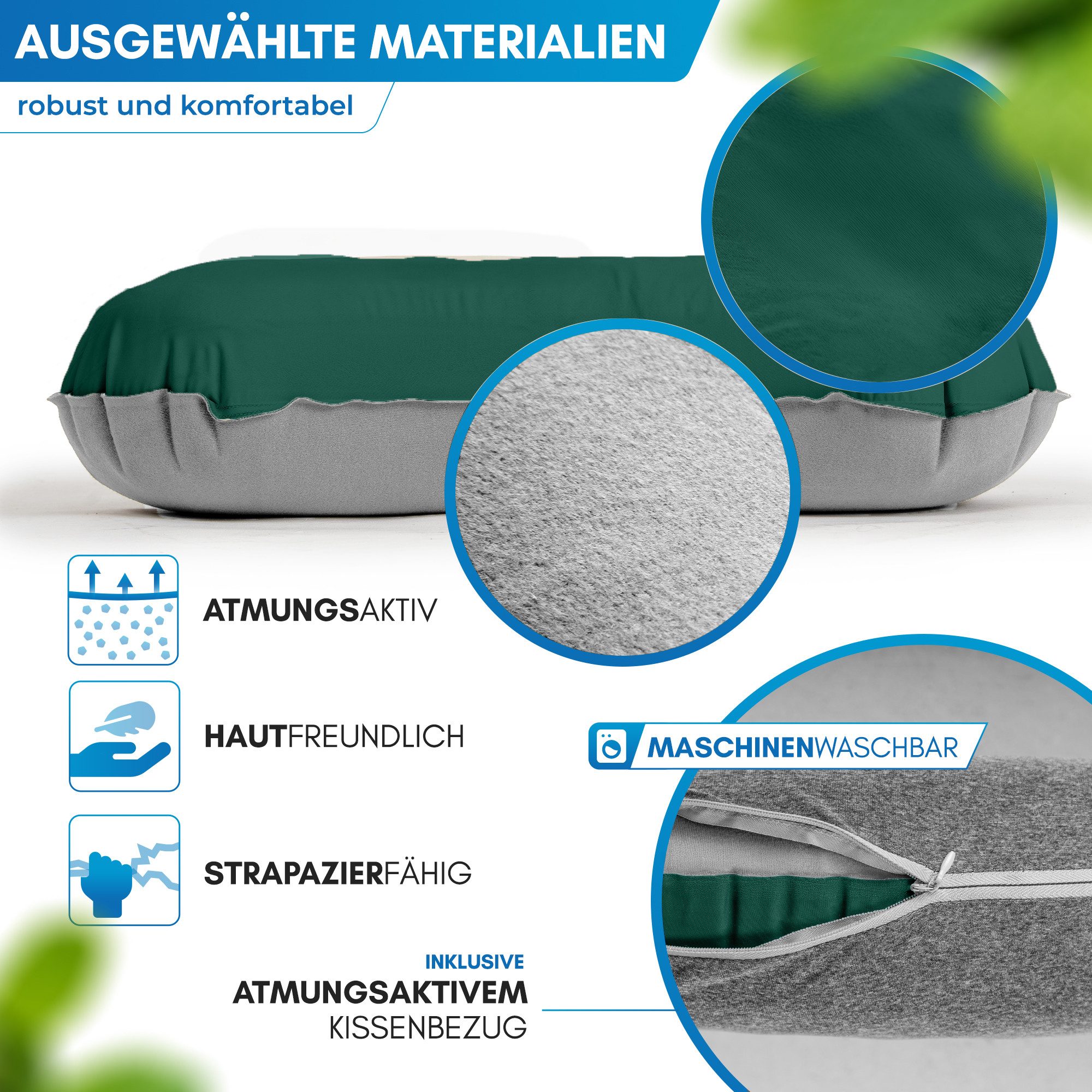 Nordmut Reisekissen aufblasbar & ergonomisch für Camping & Outdoor, kompakt & ultraleicht, Spar-Set, 1-tlg., Nordmut Rago + Kompressionsbeutel, Trekking, Schlafkissen für Nacht, waschbarer Bezug, Kompressionsbeutel