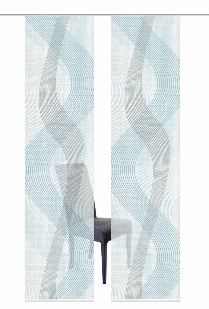 Vision S Schiebegardine 055397 2er-Set Schiebegardinen VALESI, blau, 260*60 (2 St), Paneelwagen, halbtransparent, 100% Polyester