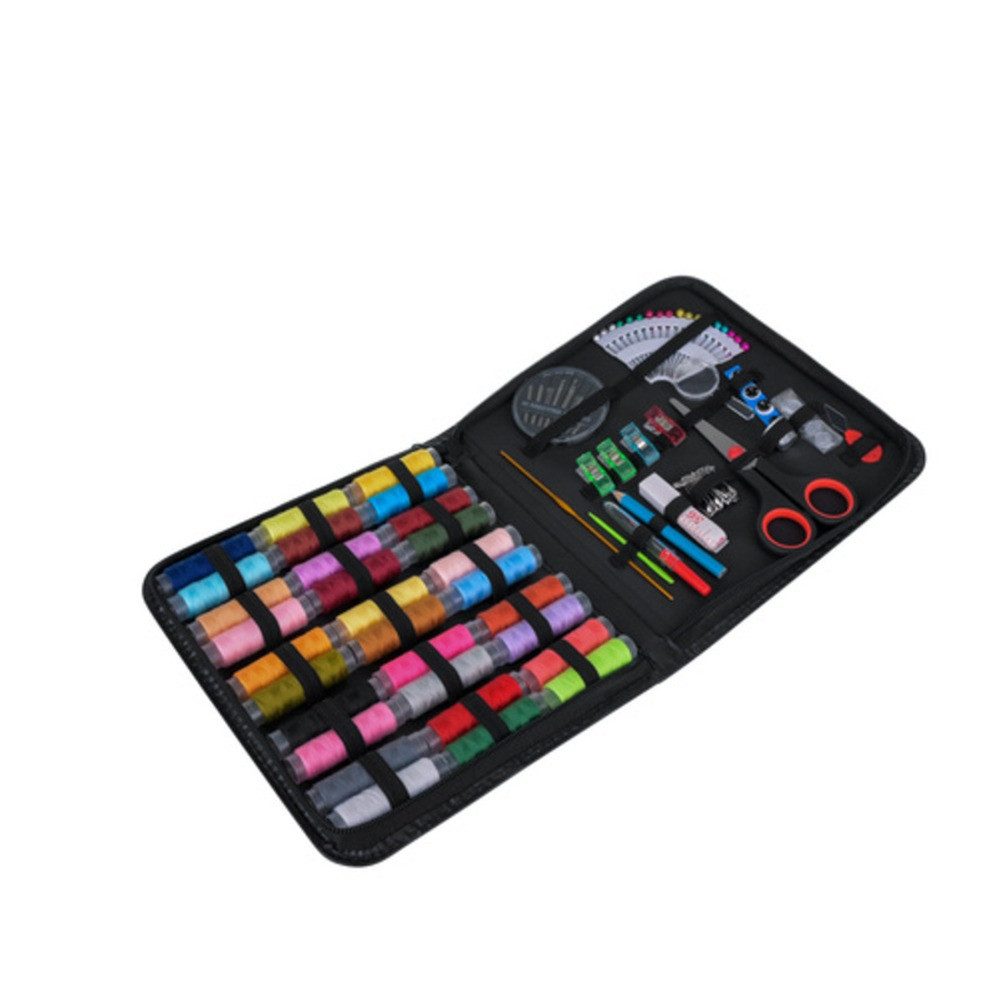 Ruhhy Nähset Häkelnadeln Nähgarn, (Spar-Set, 112-St., XXL-Etui), Die kompakte Tasche (22,5x19,5x3 cm) mit Reißverschluss