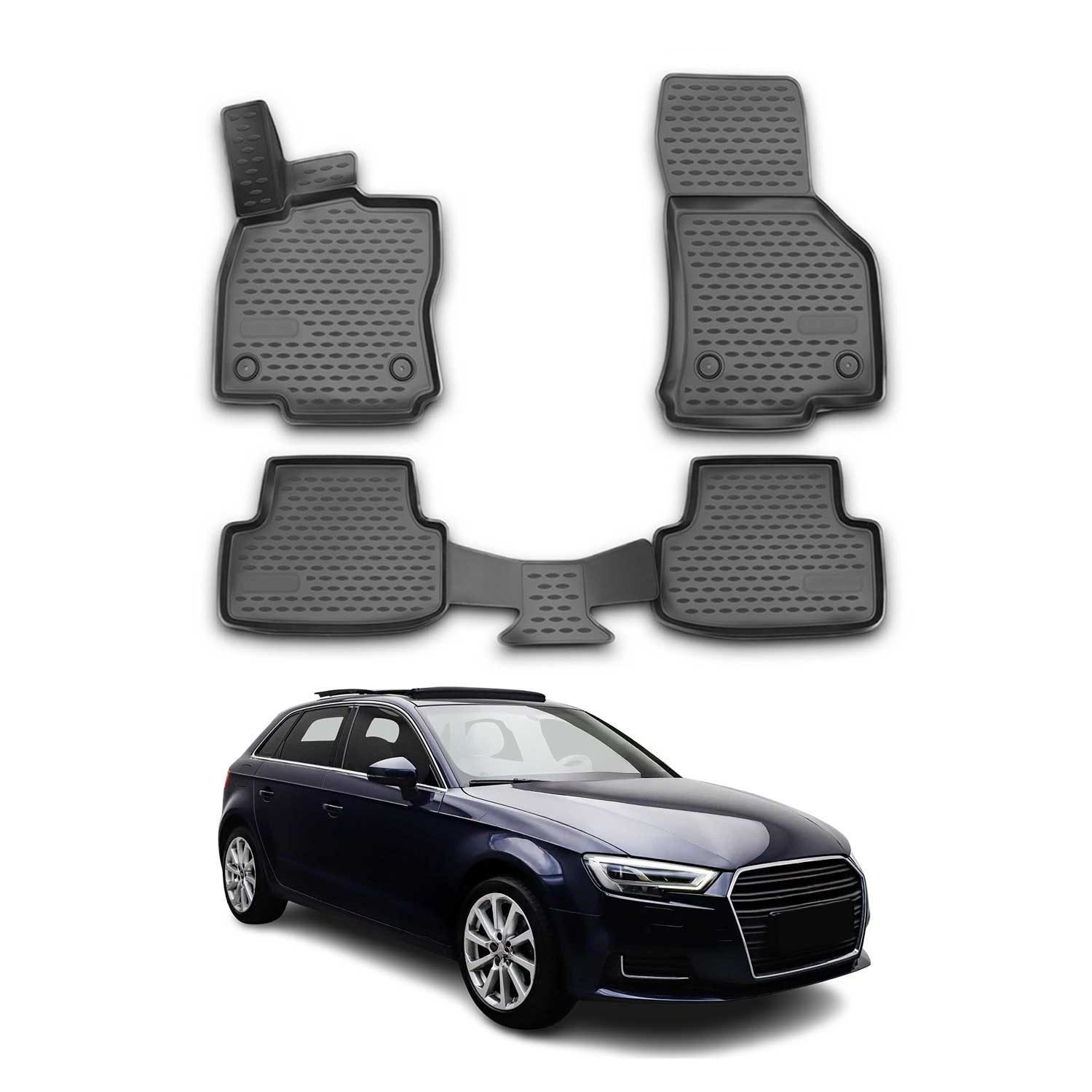 OMAC Auto-Fußmatten für Audi A3 2012-2020 Sportback Schwarz 4 tlg TPE (4 St), für Audi A3 2012-2020 Sportback Audi A3 2012-2020 Sportback, Antirutsch,Wasserfest,Einfache Installation