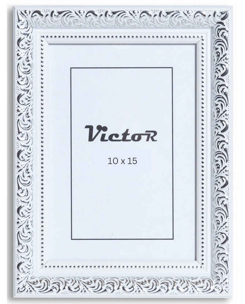 Victor (Zenith) Bilderrahmen Bilderrahmen \"Rubens\" - Farbe: Weiß Silber - Größe: 10 x 15 cm, Bilderrahmen 10x15 cm Weiß Silber A6, Bilderrahmen Barock, Antik