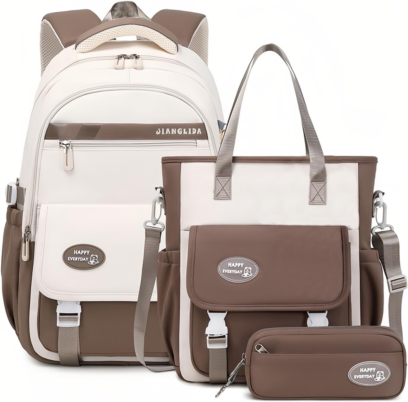 Fanttik Schulrucksack 3er Set Rucksäcke für Mädchen & Jungen – Leicht & stylisch (Set, mit Lerntasche und Federmäppchen), Schulrucksack-Set Rucksack für Teenager