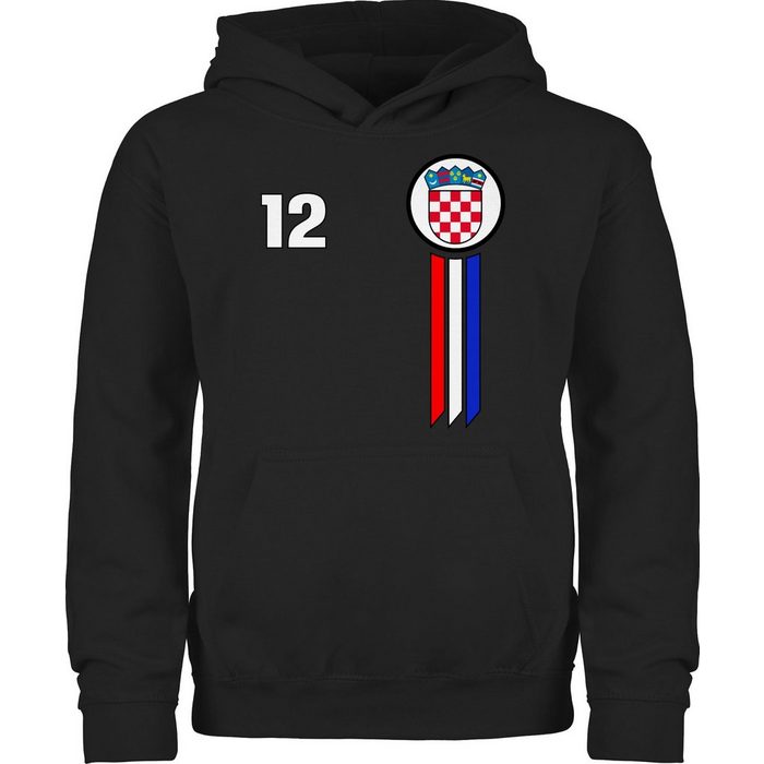 Shirtracer Hoodie 12. Mann Kroatien Emblem - Fussball EM 2024 Kinder - Kinder Premium Kapuzenpullover kroatien pullover - fussball hoodie kinder - fanartikel wm