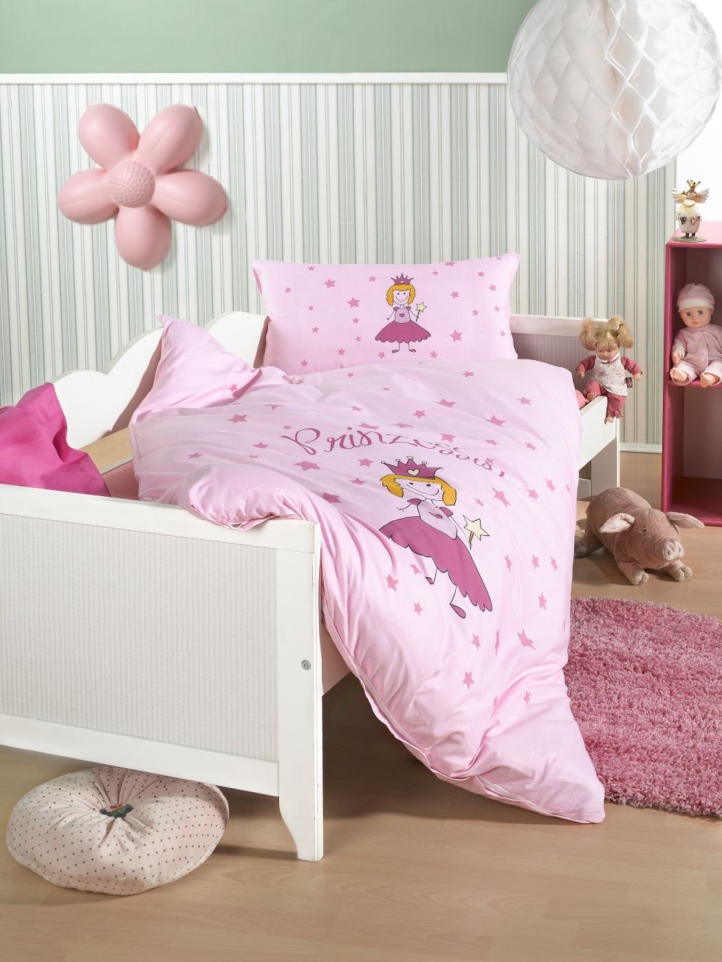 Babybettwäsche Bettwäsche 100 cm x 135 cm Prinzessin Rosa