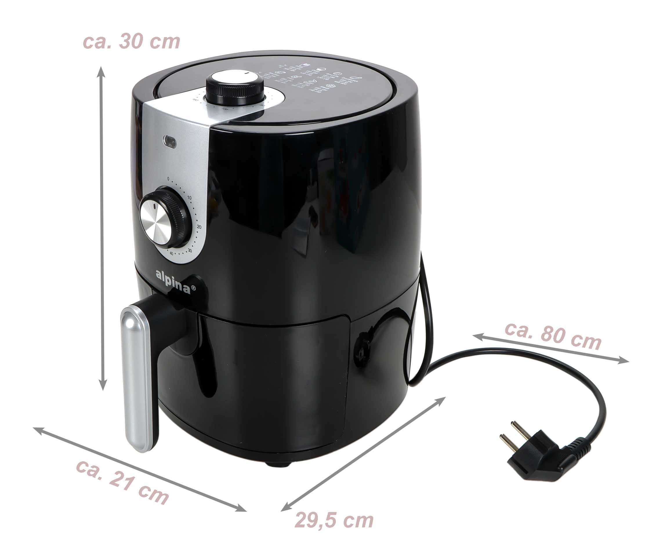 Alpina Heißluftfritteuse Airfryer, 900 W, Heißluftfritteuse zum Frittieren, Backen, Braten