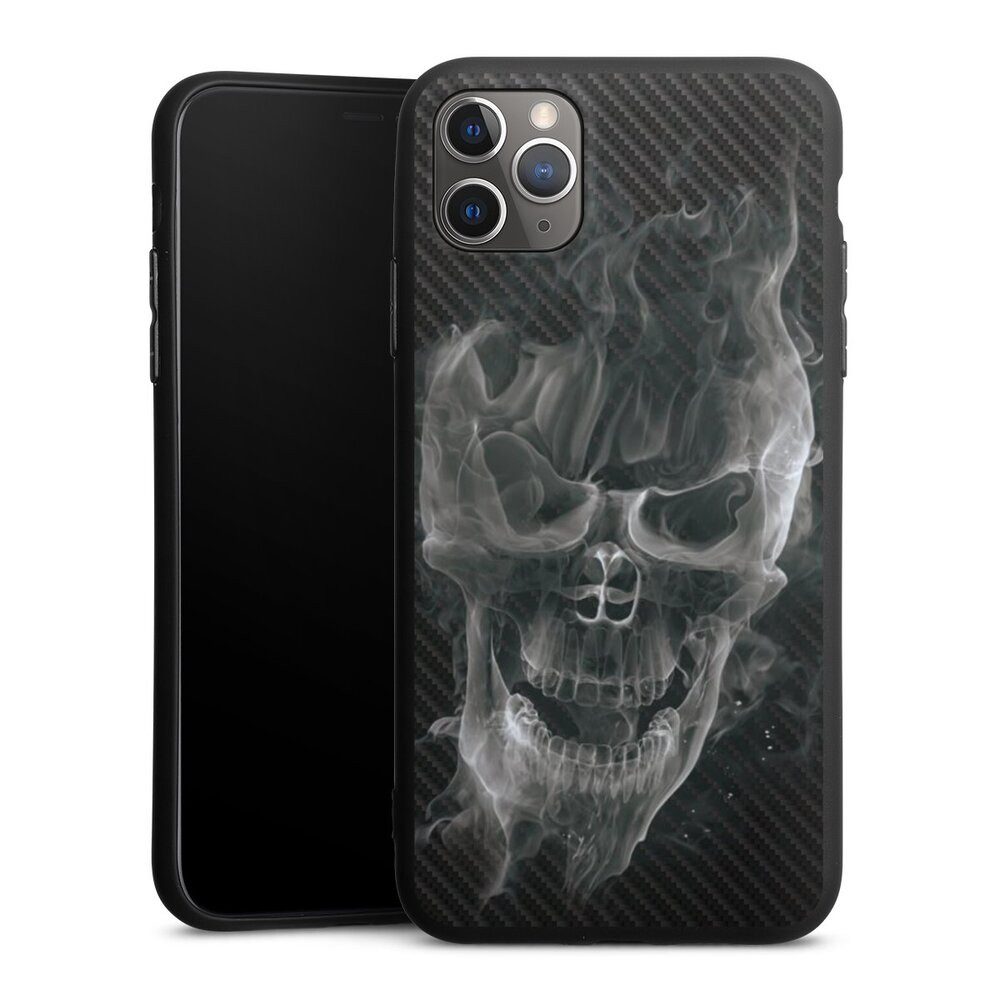 Handyhülle Totenkopf Schädel Carbon Smoke Skull Carbon