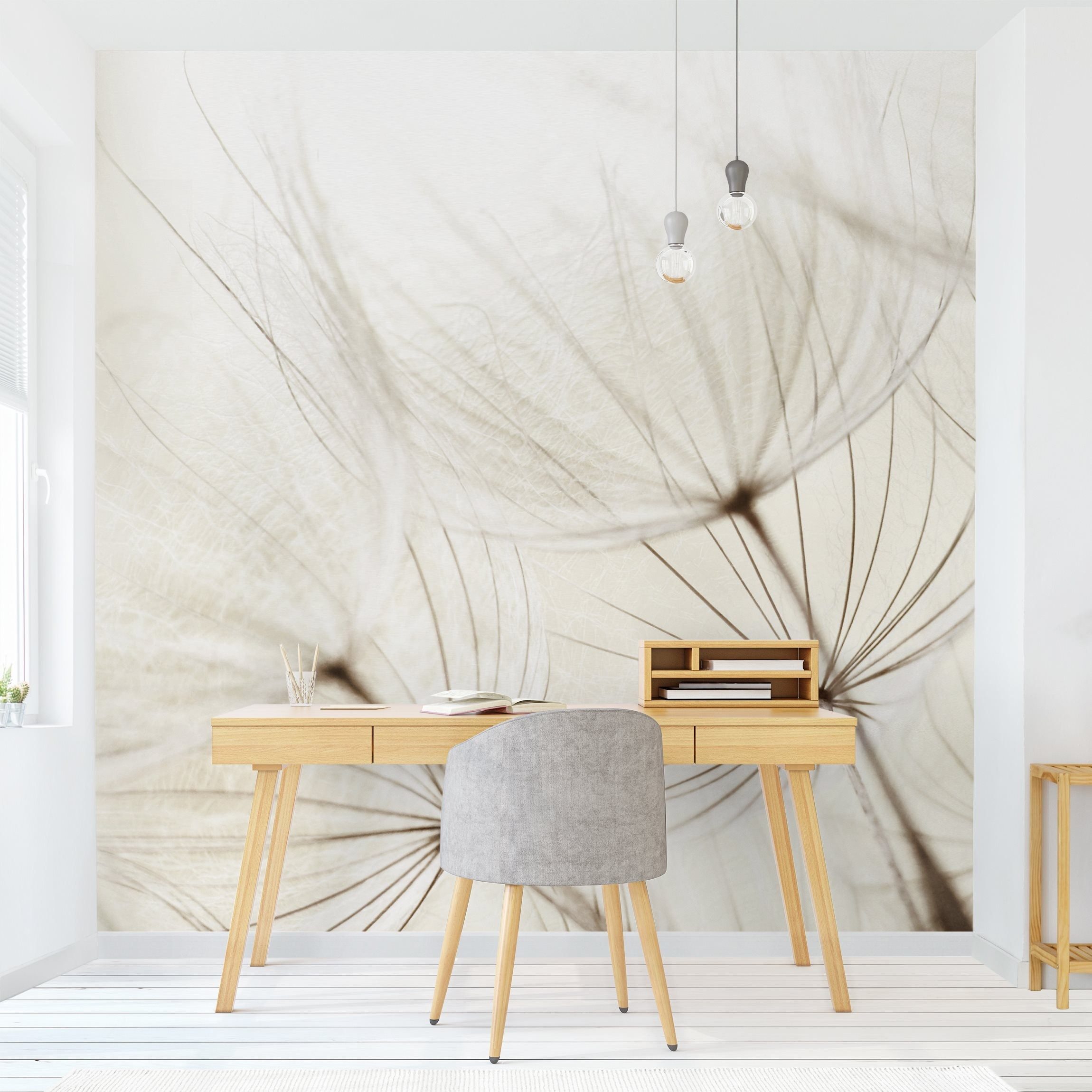 Bilderdepot24 Fototapete Blumen Sanfte Gräser Blumentapete Floral Natur Modern Kunst Pusteblume, Glatt, Matt, (Vliestapete inkl. Kleister oder selbstklebend), Wohnzimmer Schlafzimmer Küche Flur Motivtapete Vliestapete Wandtapete