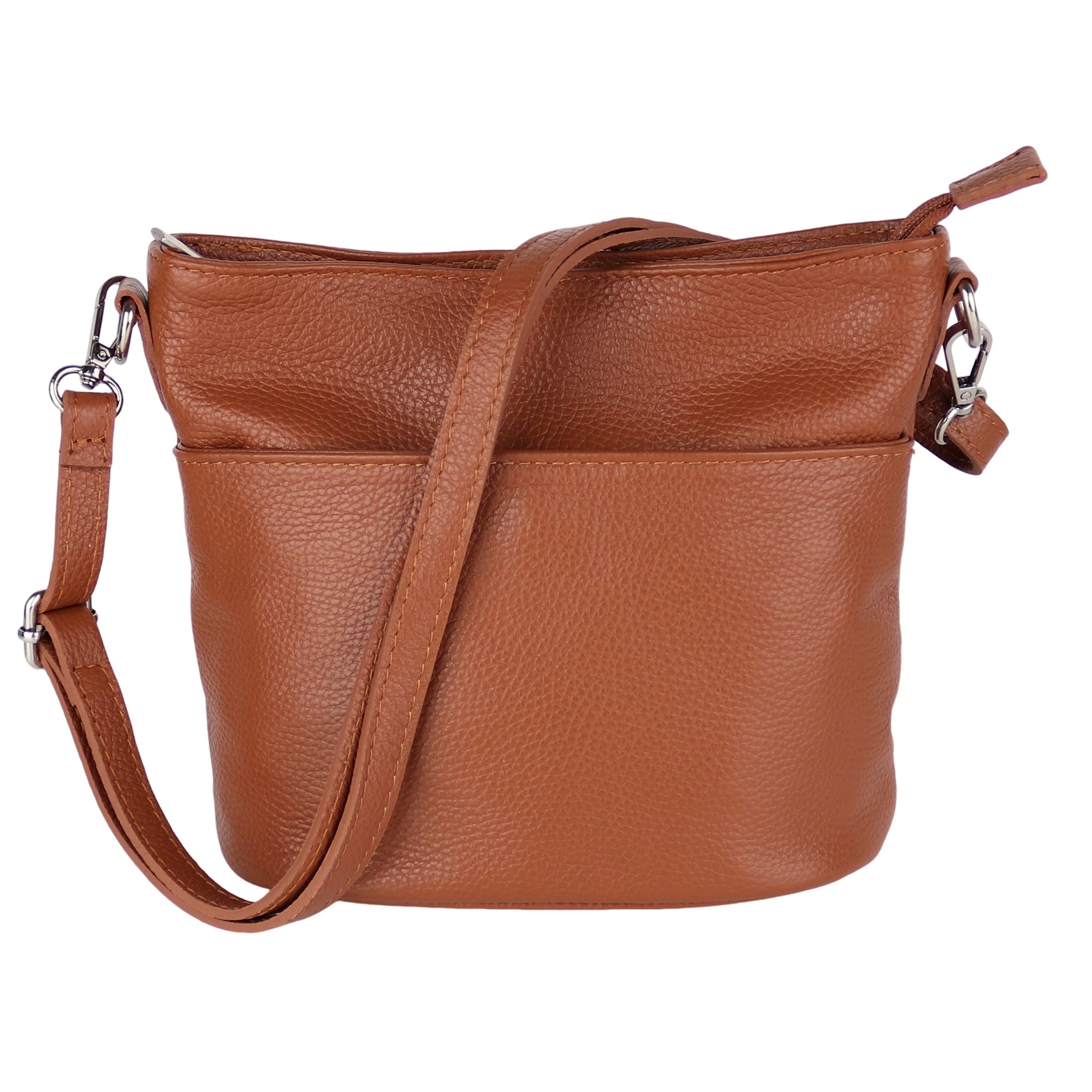 MIRROSI Umhängetasche Damen, Crossbody Bag, Echtleder Made in Italy (1 Tasche 2 Gurte oder Basic Version 1 Tasche 1 Gurt), 24x18x12cm (BXHXT)