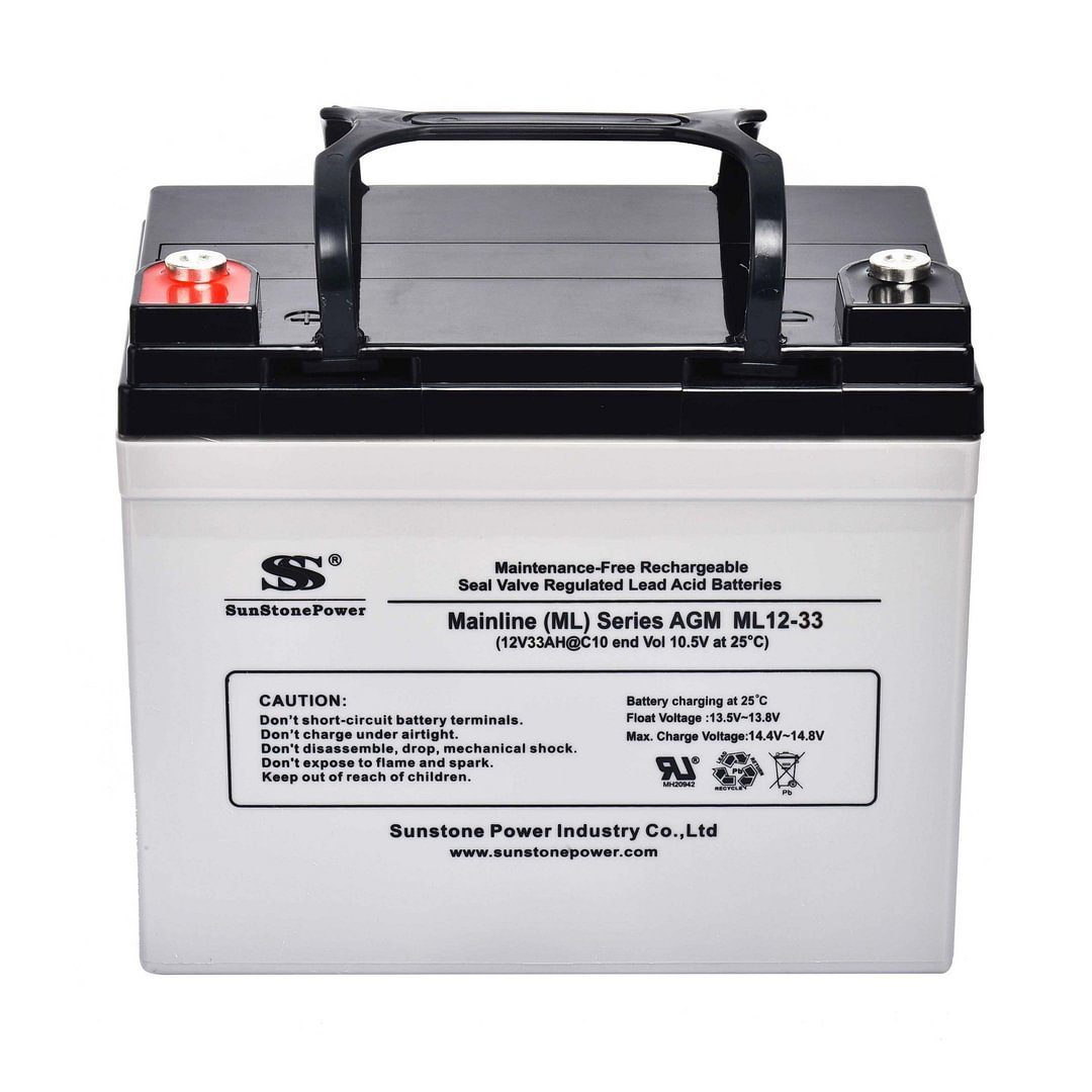 Sunstone Power AGM Batterie 12V 33Ah Aufladbare Batterien Stromspeicher für PV Anlage Bleiakkus