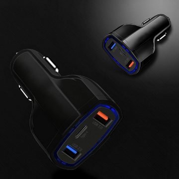 Wozinsky KFZ-Adapter Autoladegerät USB x2 und USB C KFZ-Ladegerät Smartphone-Ladegerät