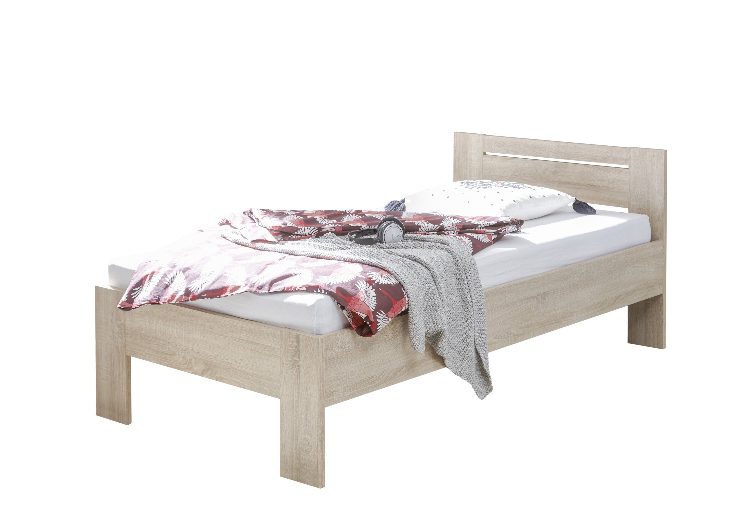 Vaja Möbel Bettgestell Einzelbett Saturn Sonoma Eiche (1-tlg)