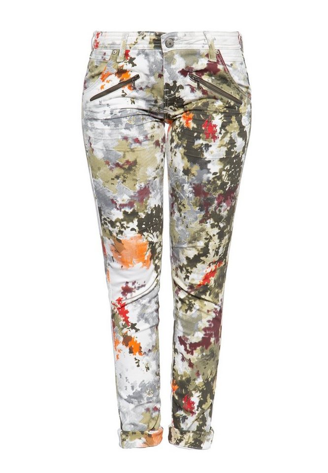 ATT Jeans Slim-fit-Jeans Lola mit abstraktem Muster und  Zier-Reißverschlüssen