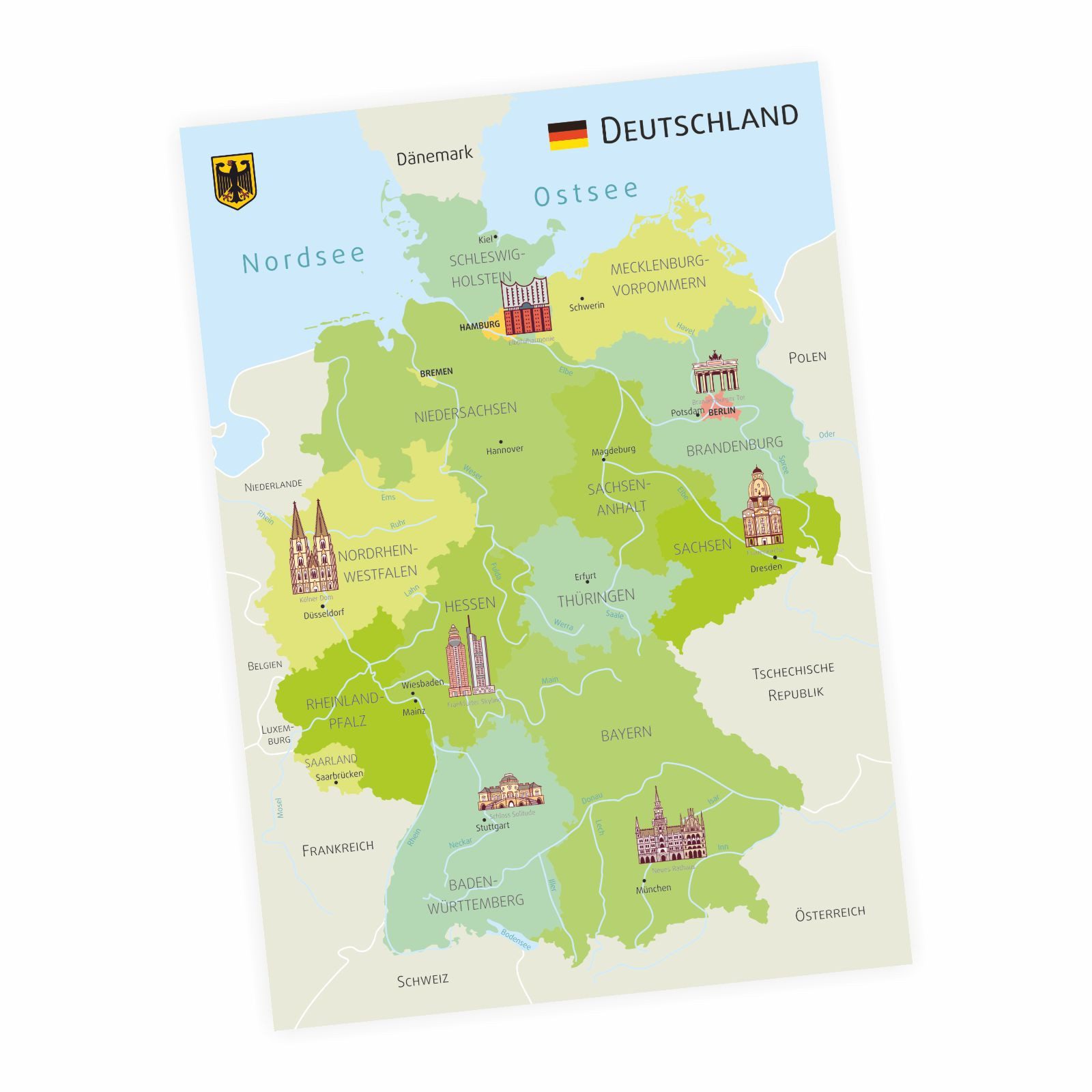 nikima Poster Kinder Lernposter - Deutschland 2 - DIN A4 - 297 x 210 mm, De günstig online kaufen