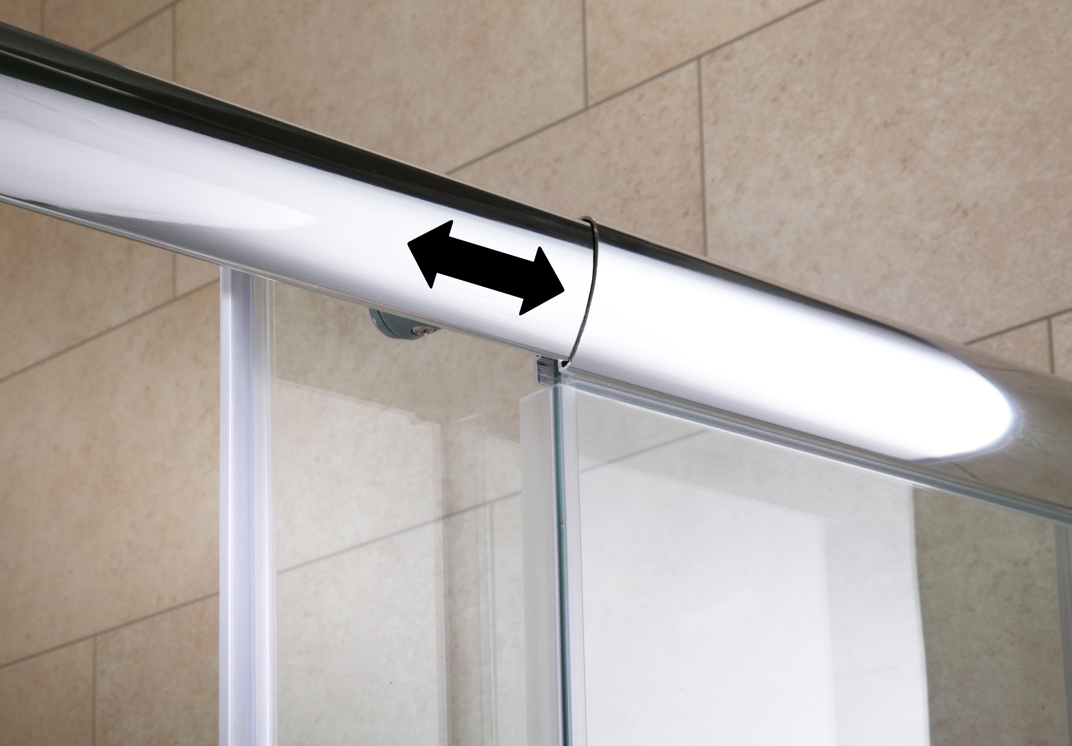 welltime Eckdusche Trento, BxT: 90x90 cm, Einscheibensicherheitsglas, 180cm Höhe mit robustem Rollensystem und bis zu 20mm Verstellbereich
