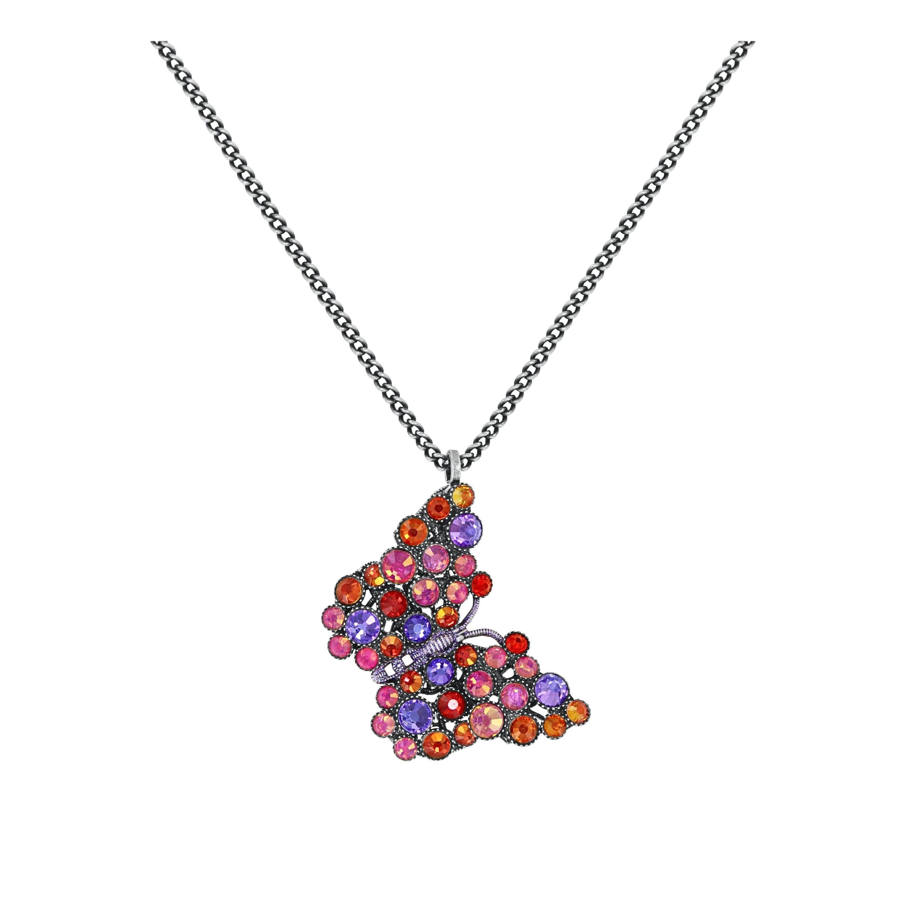 KONPLOTT Kette mit Anhänger KONPLOTT Kette Lost Garden Schmetterling orange lila antik silber