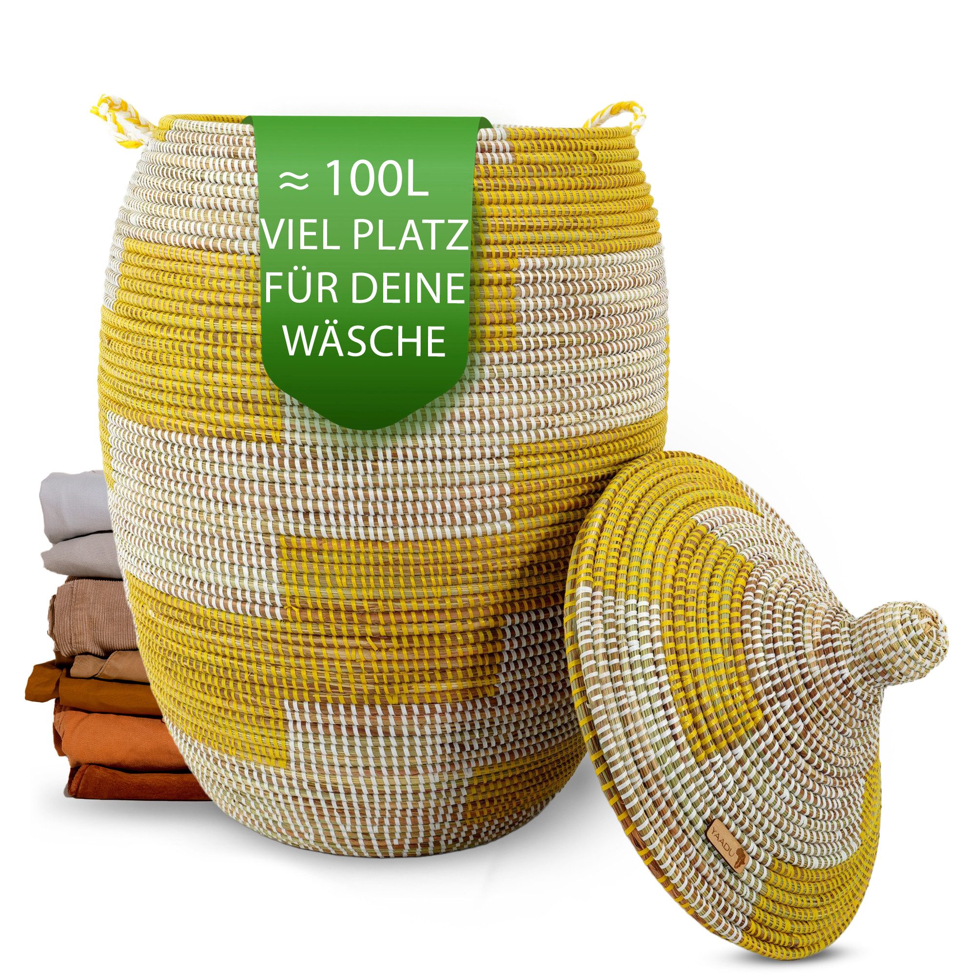 YAADU Wäschekorb mit Deckel 100L – Wäschesammler, Wäschetruhe, Aufbewahrung günstig online kaufen