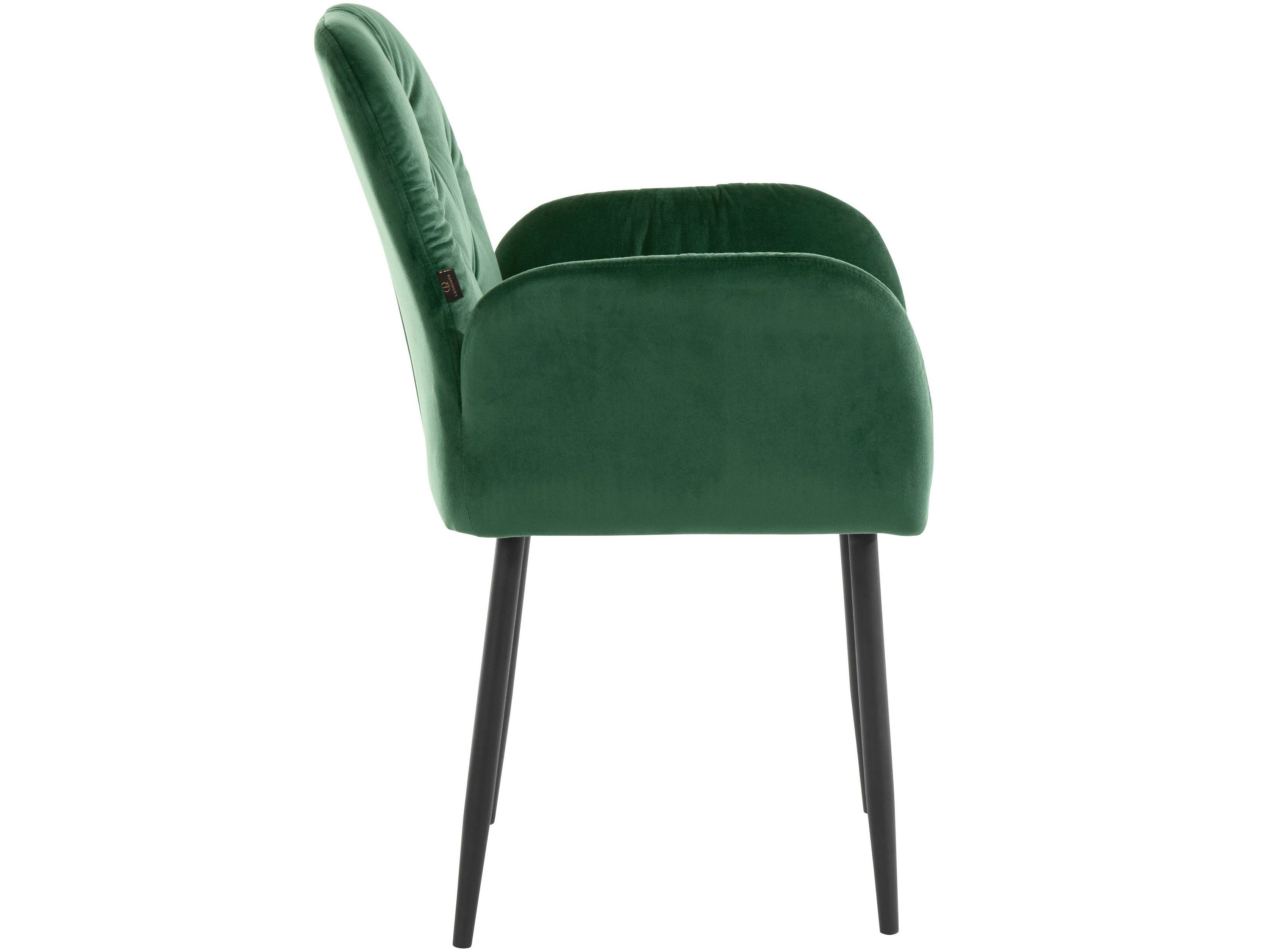 Milton in Sitzhöhe cm 2 dunkelgrün Samtoptik, Bezug | dunkelgrün Armlehnstuhl Esszimmerstuhl, loft24 St), (Set, 49