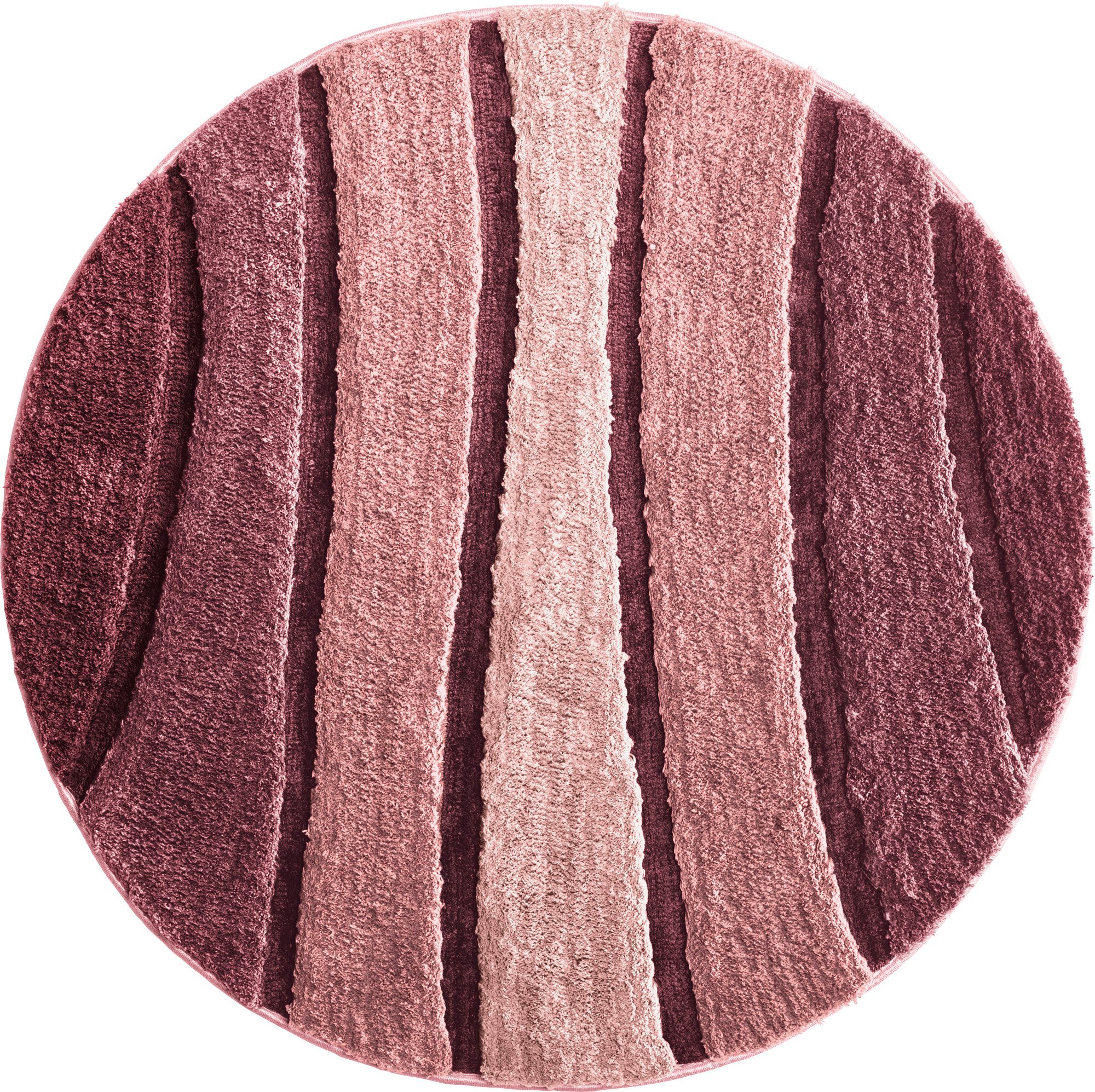 REDBEST Badematte Badematte "Louisville", Höhe 20 mm, rund, Streifen/Hoch- Tiefstruktur