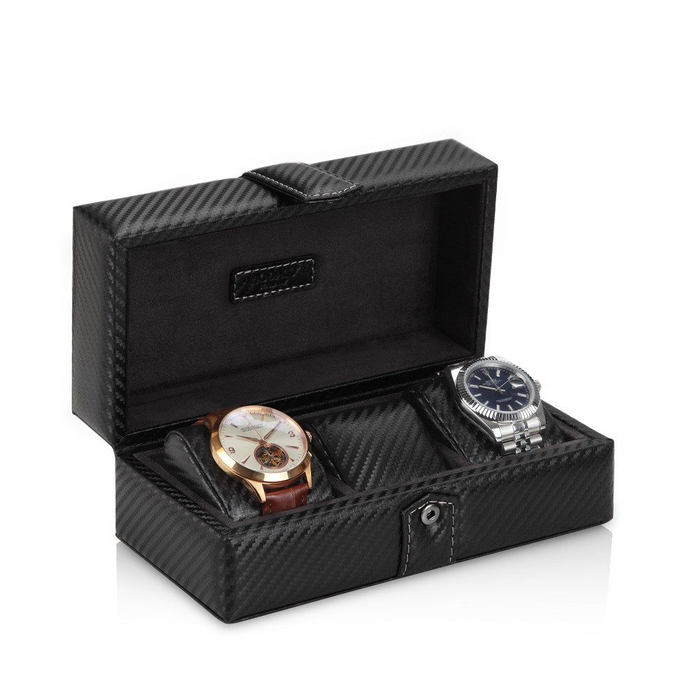 MODALO Uhrenbox GALLANTE 3 Uhren (Uhrenbox Uhrenkasten Uhren Aufbewahrung, Uhrenboxen 3 Uhren)