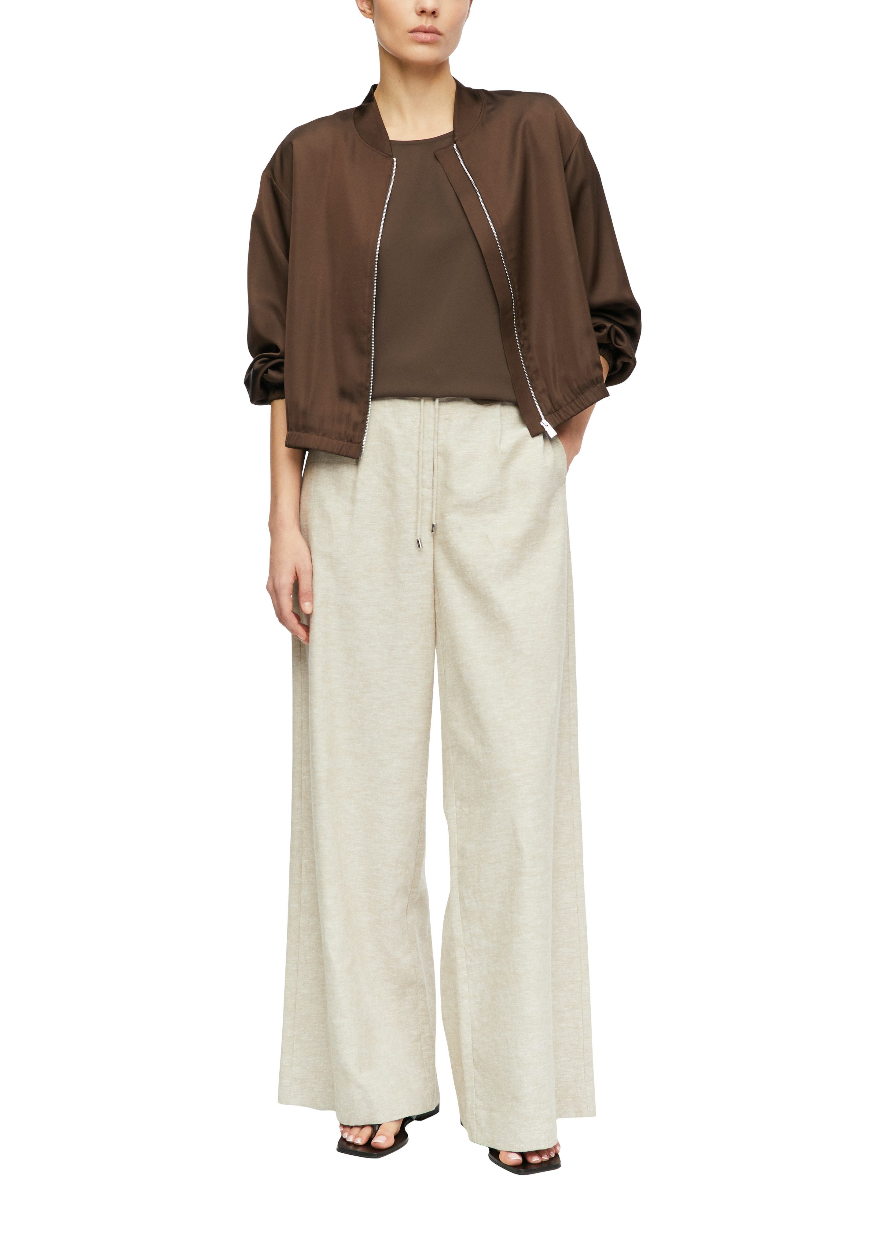 comma Kurzarmbluse Sommerbluse - unifarben - mit Stretch
