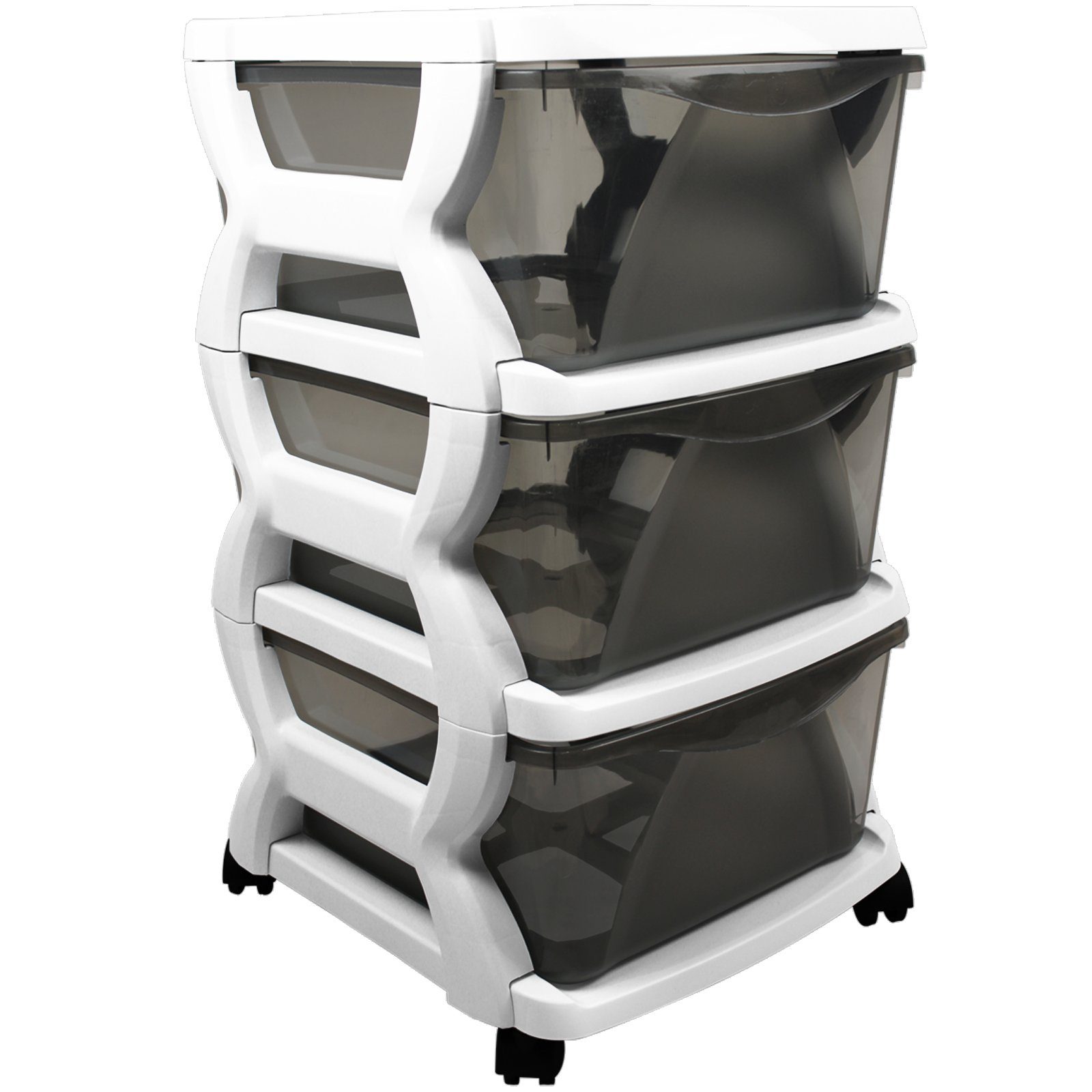 Schubladencontainer Rollwagen, Weiß mit Rollcontainer Bürocontainer Organizer Modellwahl Utensilien Schubladencontainer