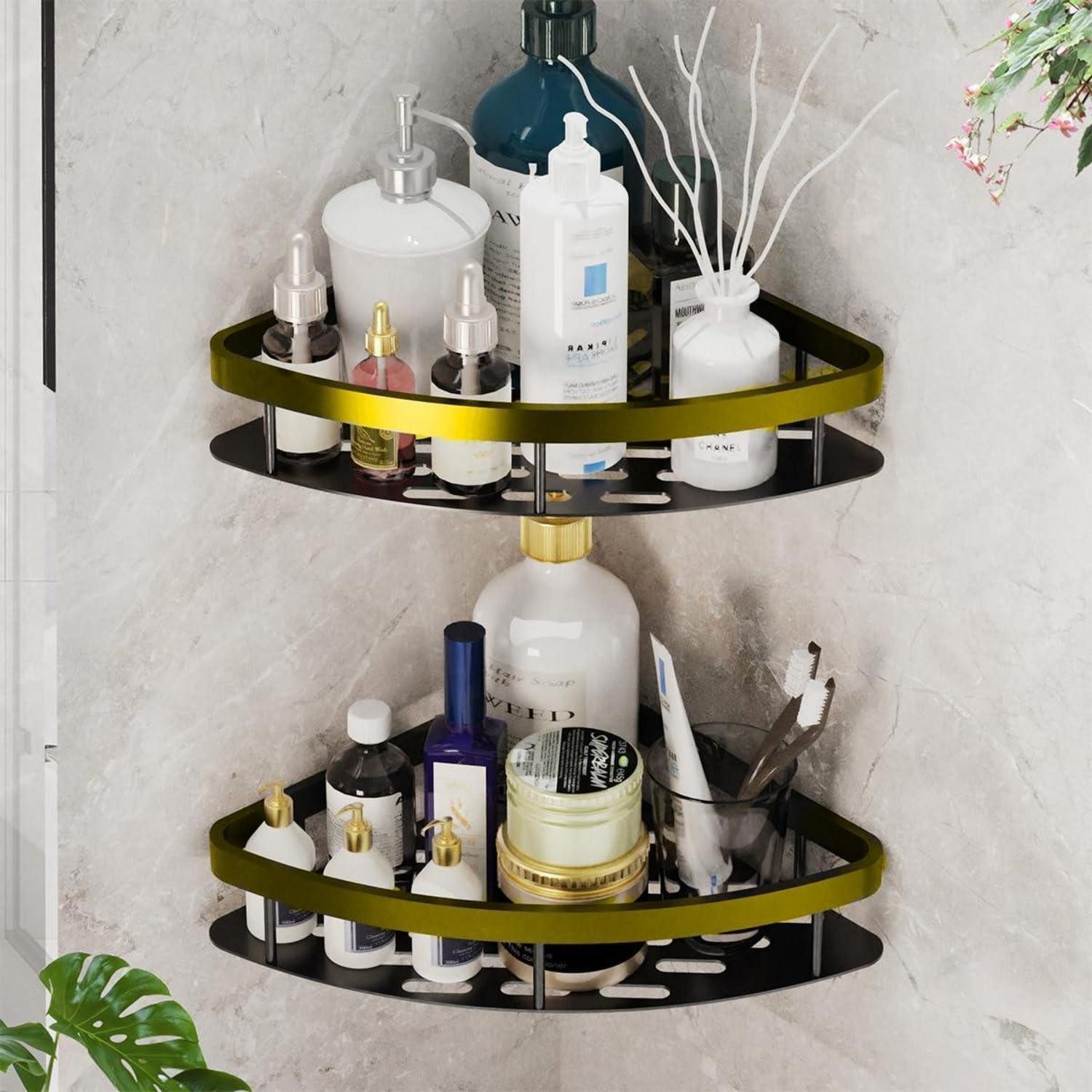 LuxusKollektion Duschregal Duschregal Ecke 2er Set Selbstklebend Gold, 2-tlg.