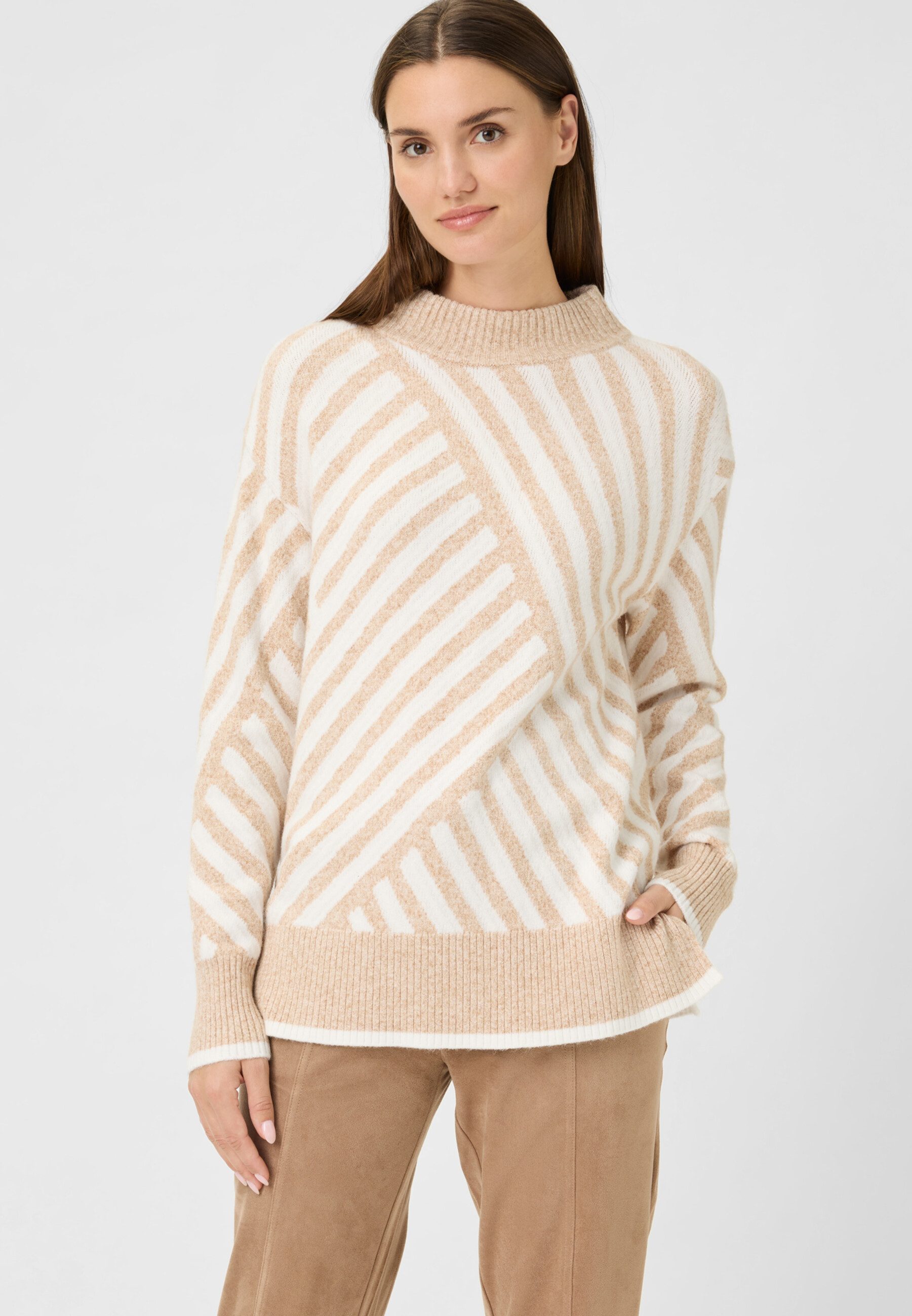 Olsen Strickpullover Pullover mit grafischem Streifenmuster