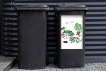 MuchoWow Wandsticker Dinosaurier - Kinderzimmer - Wolken - Jungen - Mädchen - Kinder - (1 St), Mülleimer-aufkleber, Mülltonne, Sticker, Container, Abfalbehälter