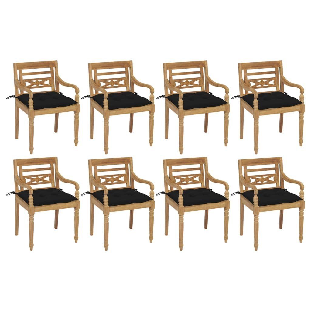 furnicato Gartenstuhl Batavia-Stühle mit Kissen 8 Stk. Massivholz Teak | Stühle