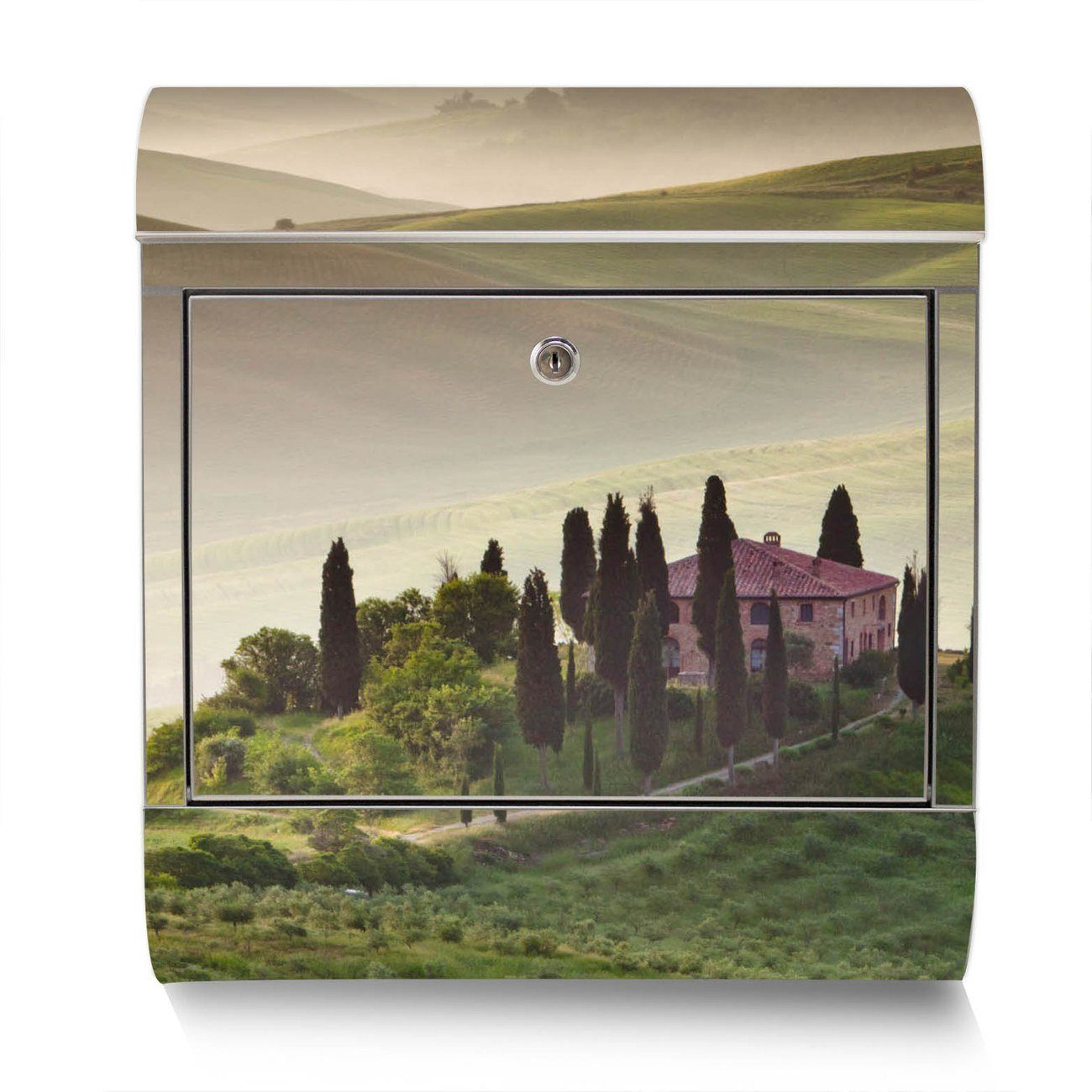 Toscana 38 42,5 x12cm mit Edelstahl Wandbriefkasten x groß, (Wandbriefkasten banjado Zeitungsfach),