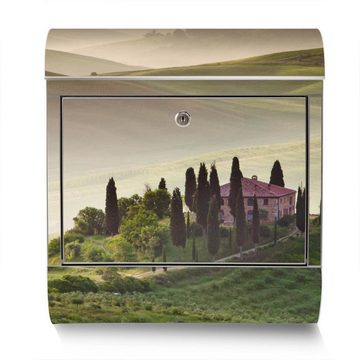 banjado Wandbriefkasten Edelstahl Toscana (Wandbriefkasten groß, mit Zeitungsfach), 38 x 42,5 x12cm