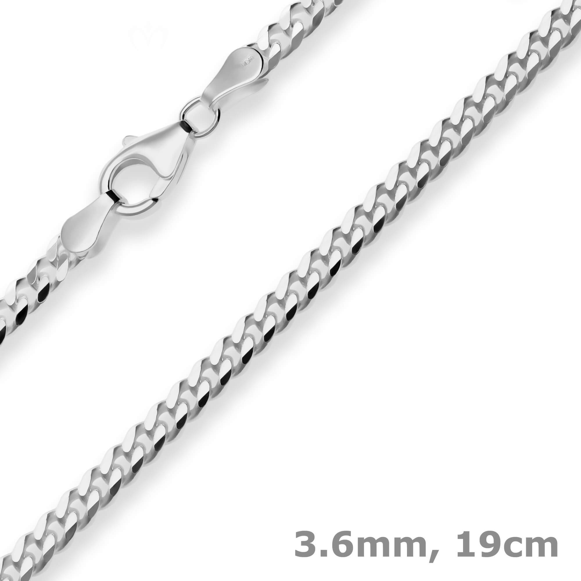 Schmuck Krone Panzerarmband 3,6mm Armband Panzerkette aus 925 Silber rhodiniert 19cm, Silber 925