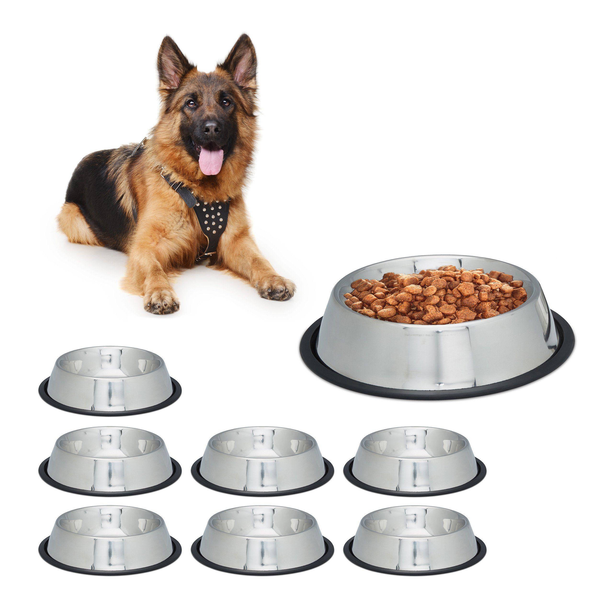 AFP Schwerer Napf Mit Rutschstopp – 900 Ml Futter- Oder Wassernapf Für Hunde & Katzen In Knochen/Herz-Design