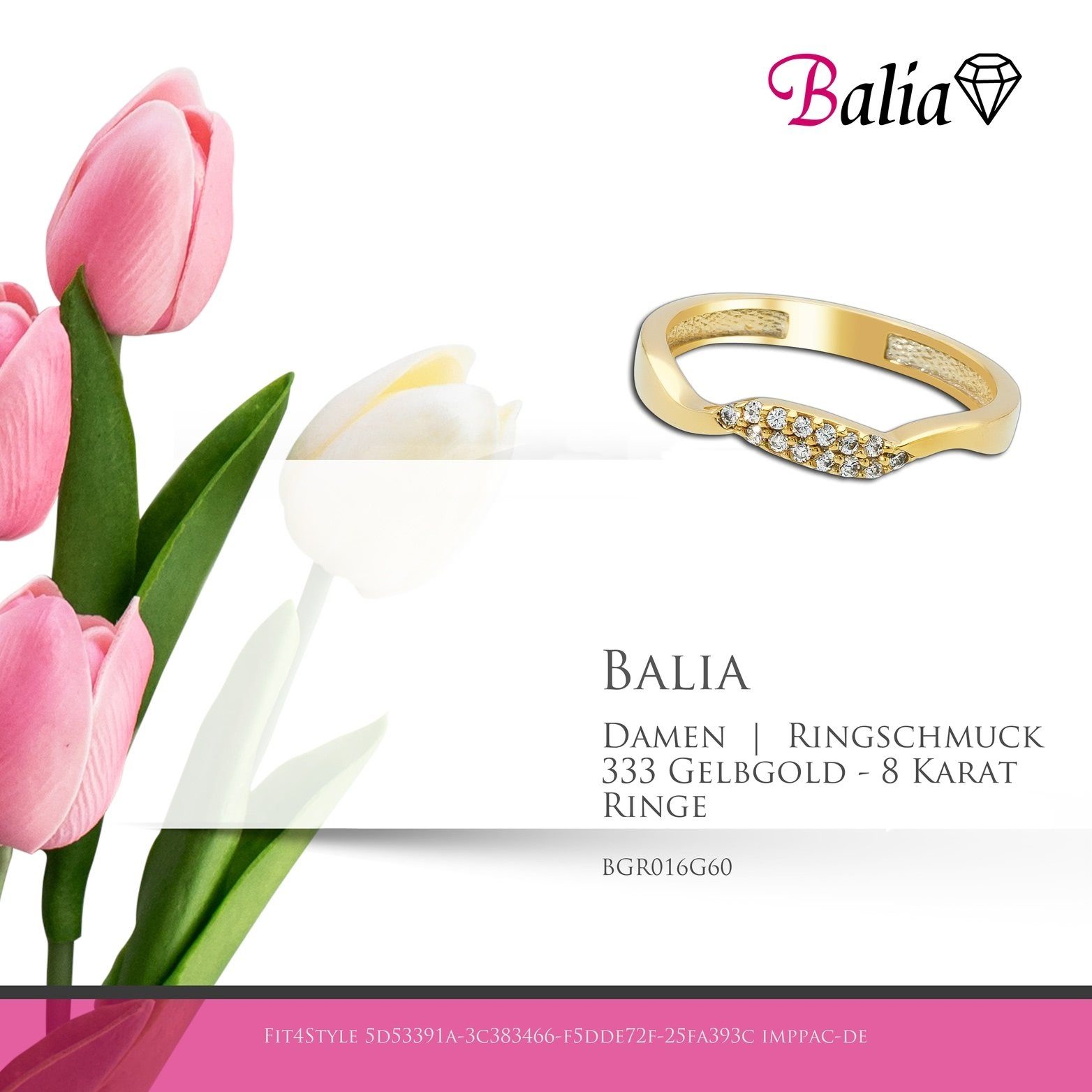 Balia Goldring Balia - (Welle Welle (Fingerring), 333 Ring 333 (19,1), 8 Damen Gelbgold Gold Größe Gelbgold Karat 3 60 gold) Fingerring