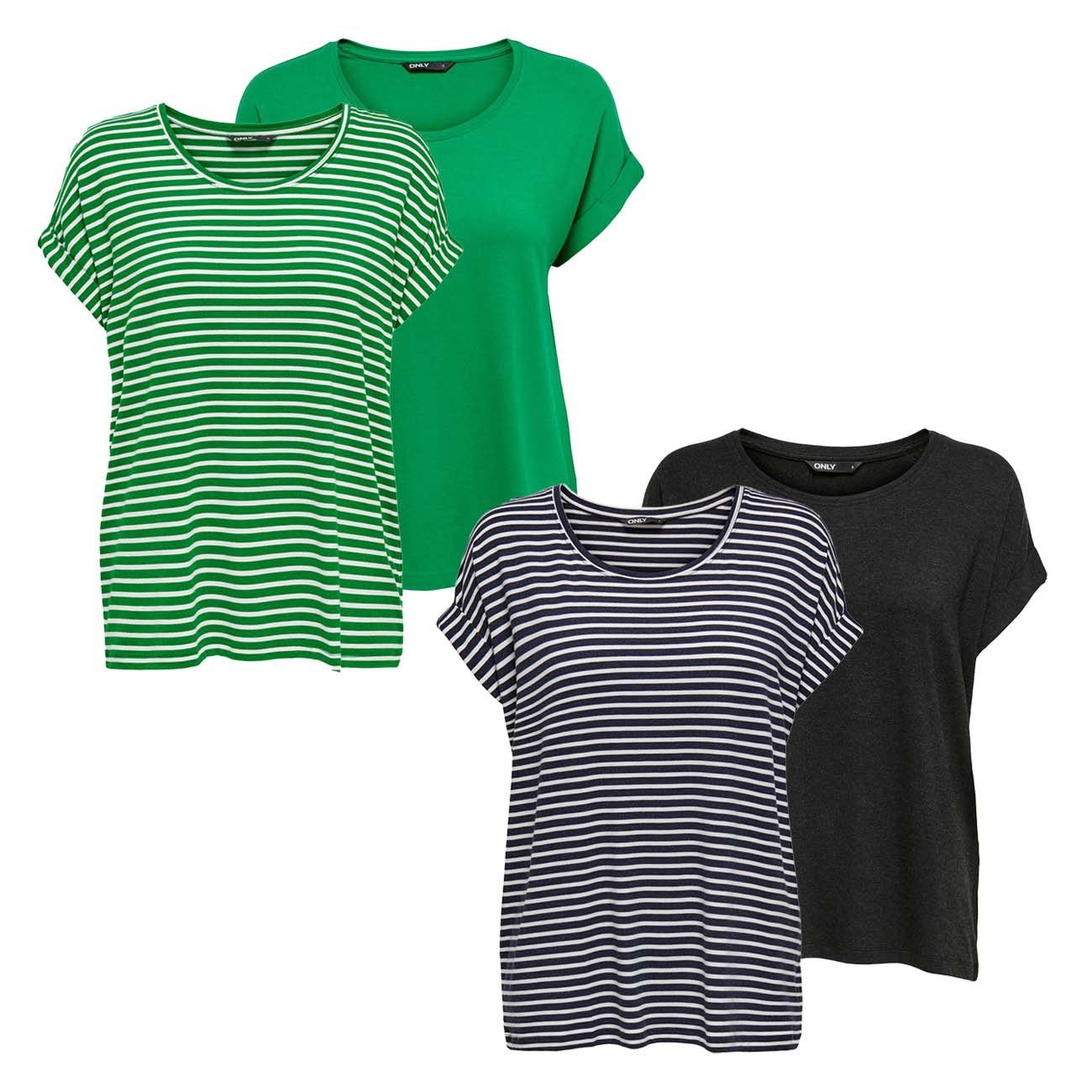 ONLY T-Shirt Damen Top MOSTER Regular Fit (4-tlg) Basic Kurzarm Tee Shirt m günstig online kaufen