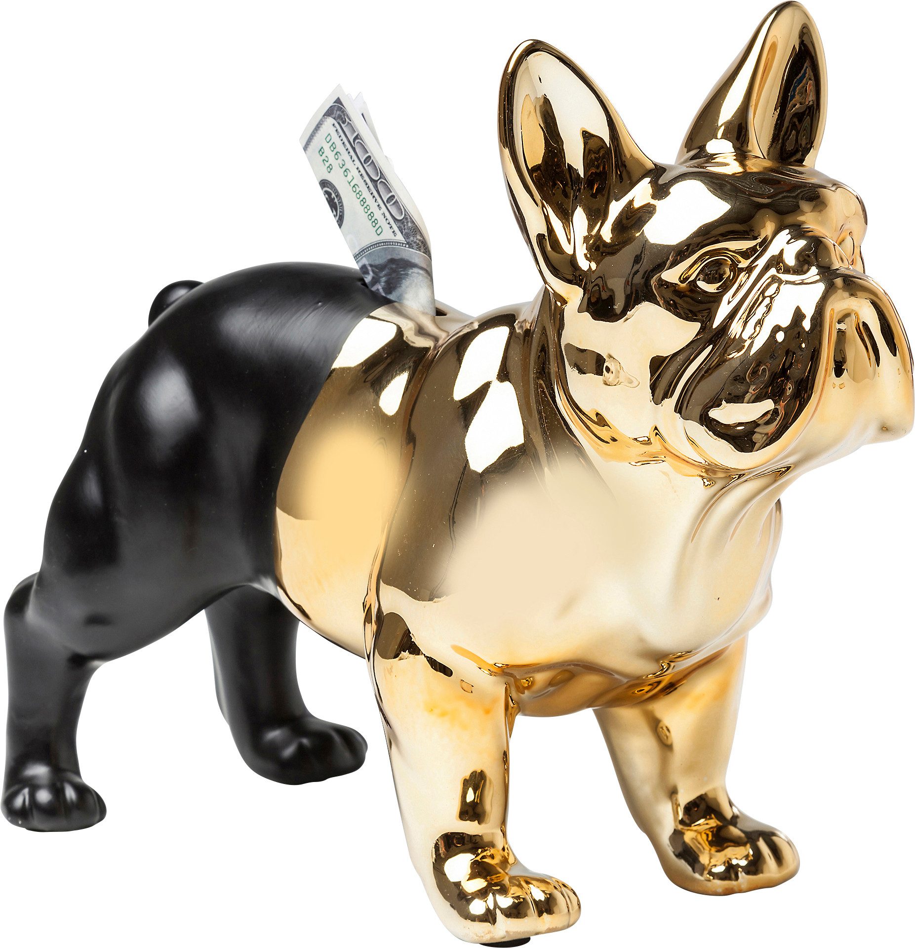 Kare Design Schmuckkasten Spardose Bulldog Gold-Schwarz günstig online kaufen