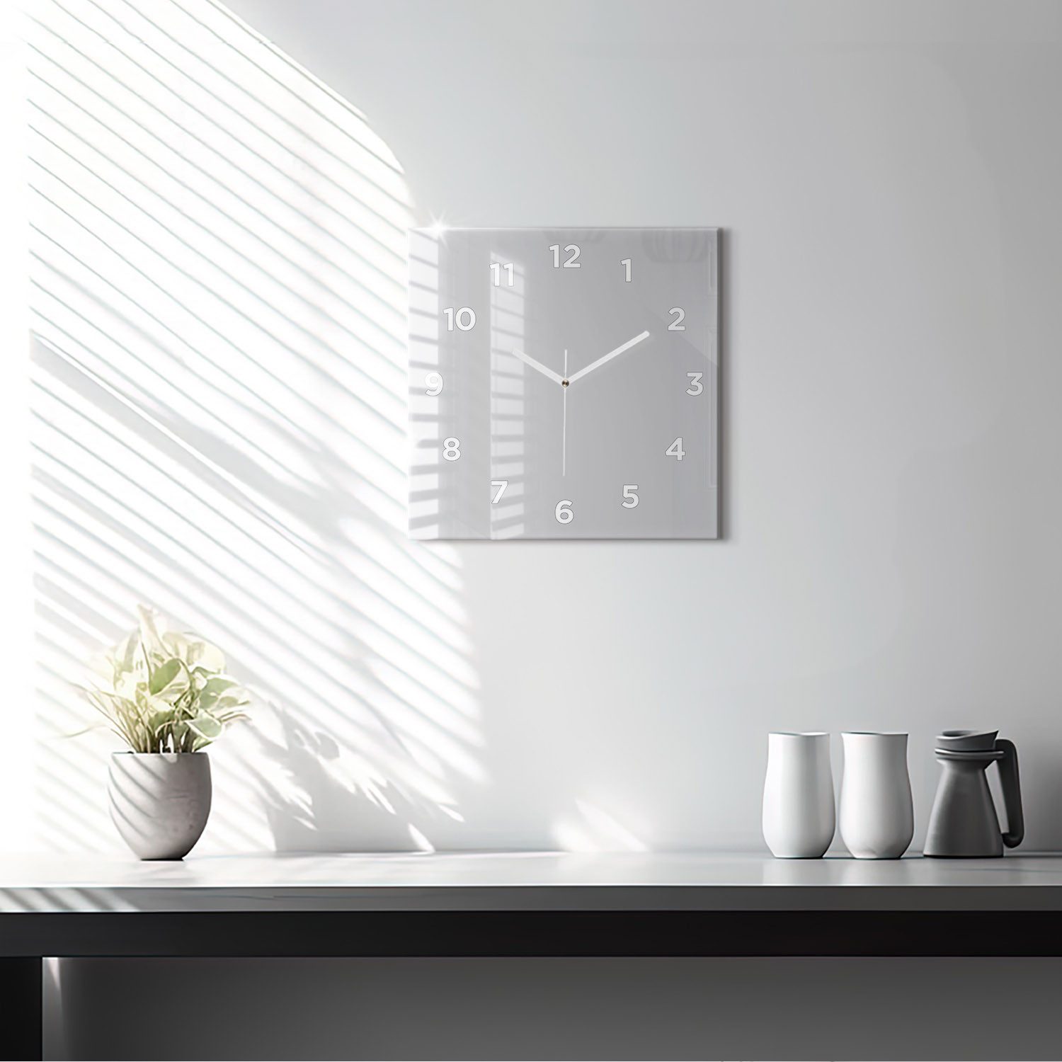 Tulup Wanduhr Glasuhr Modernistische Glaswanduhr 30x30cm Uhr aus gehärtetem Glas