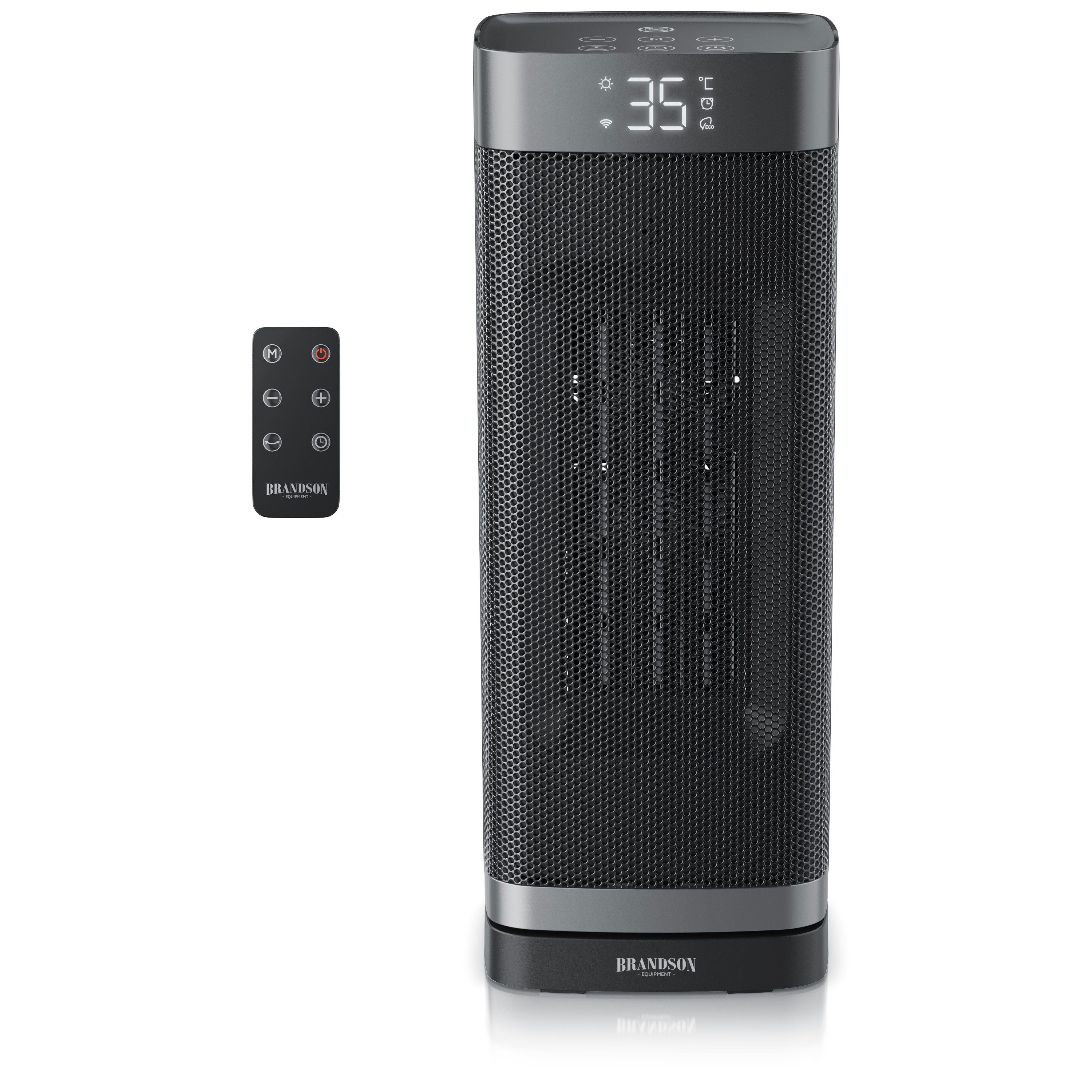 Brandson Heizlüfter Keramikheizlüfter 2000 W, Fernbedienung, Timer, 70° Oszillation, Turm, 2000 W, kompakt, ECO-Modus, Lüftermodus, 10-35°C, Preisträger 2025