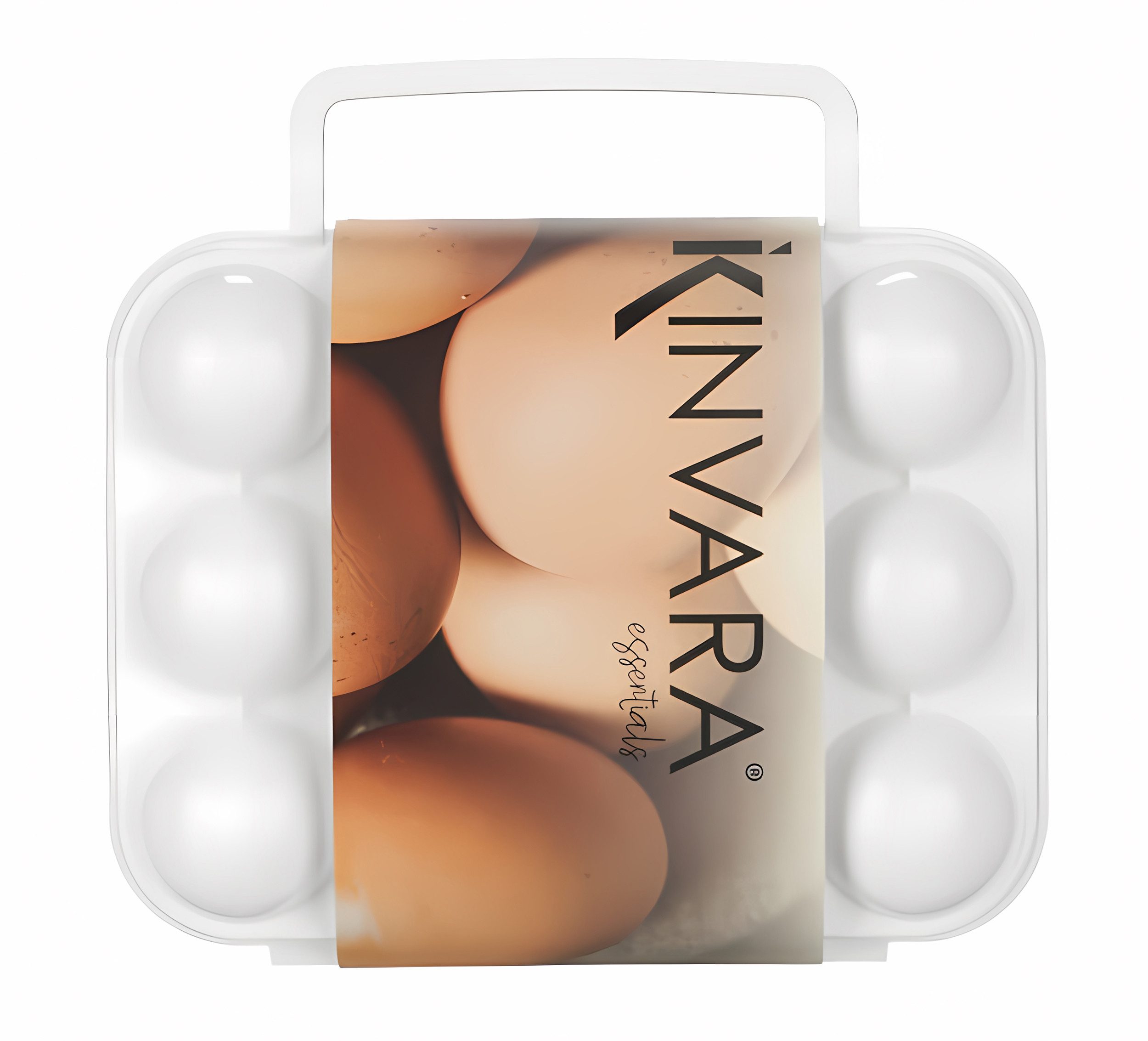 KINVARA Eierkorb EIERBOX für 12 Eier Weiß mit Griff Eierdose Eieraufbewahrung 12, Aufbewahrungsbox Vorratsdose Behälter Box