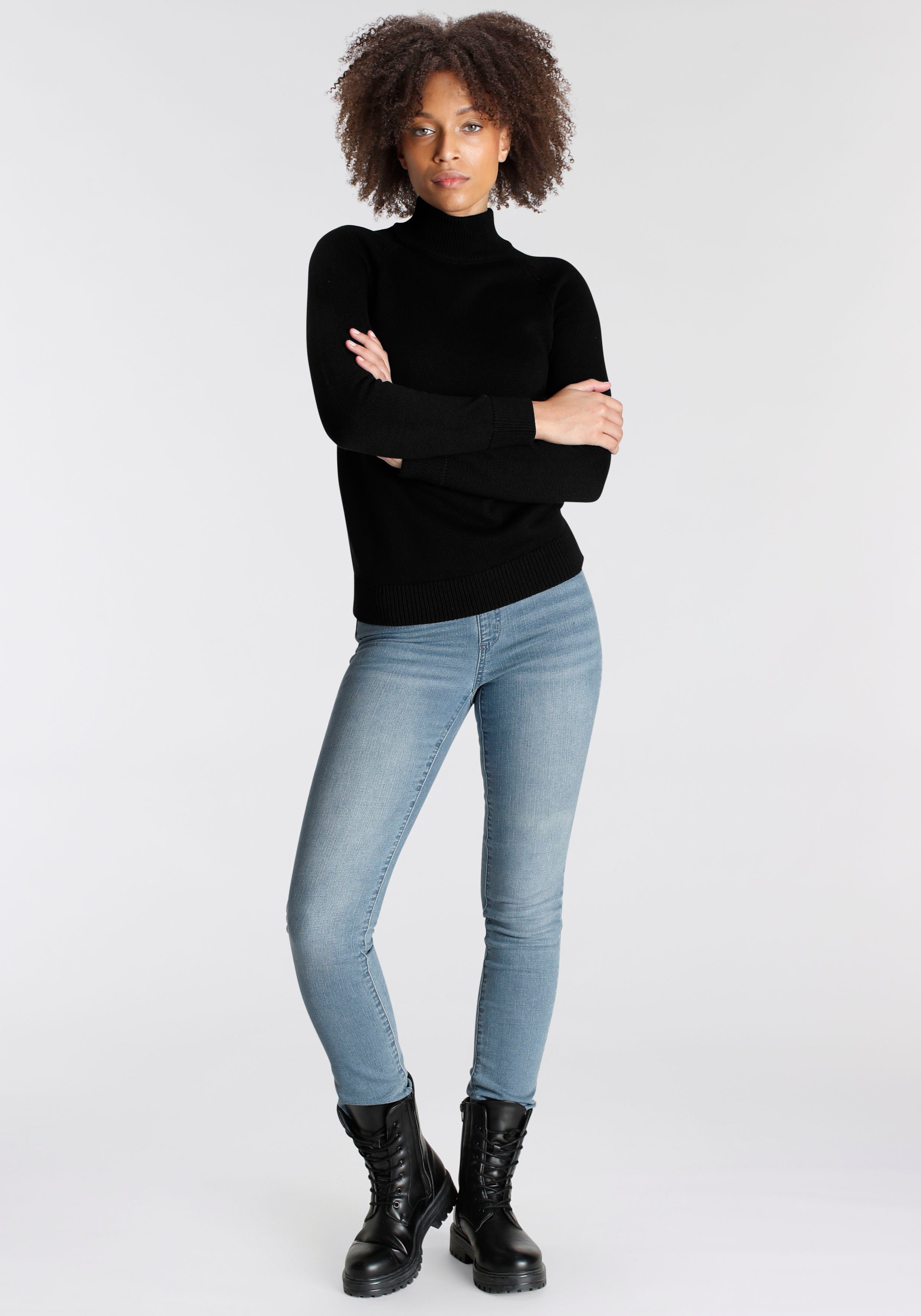 Arizona Strickpullover Rolli unifarbend mit grobem Strickmuster und Rollkragen