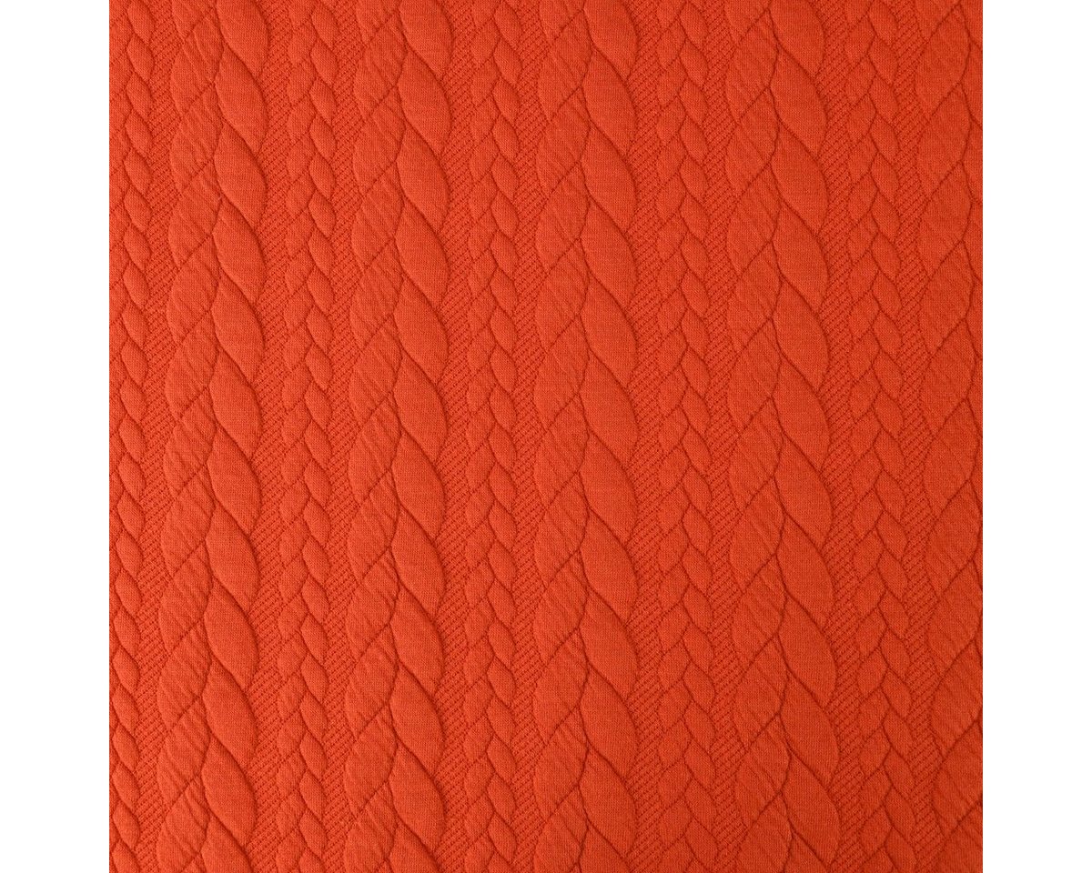 Thumbnail - SCHÖNER LEBEN. Stoff Bekleidungsstoff Cably Zopfmuster einfarbig dunkelorange 1,5m Breite