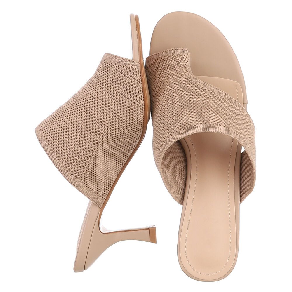 Ital-Design Damen Mule mit Absatz und offenem Design Zehentrenner (91895916) Pfennig-/Stilettoabsatz Sandalen & Sandaletten in Hellbraun – Bild 2 von 5